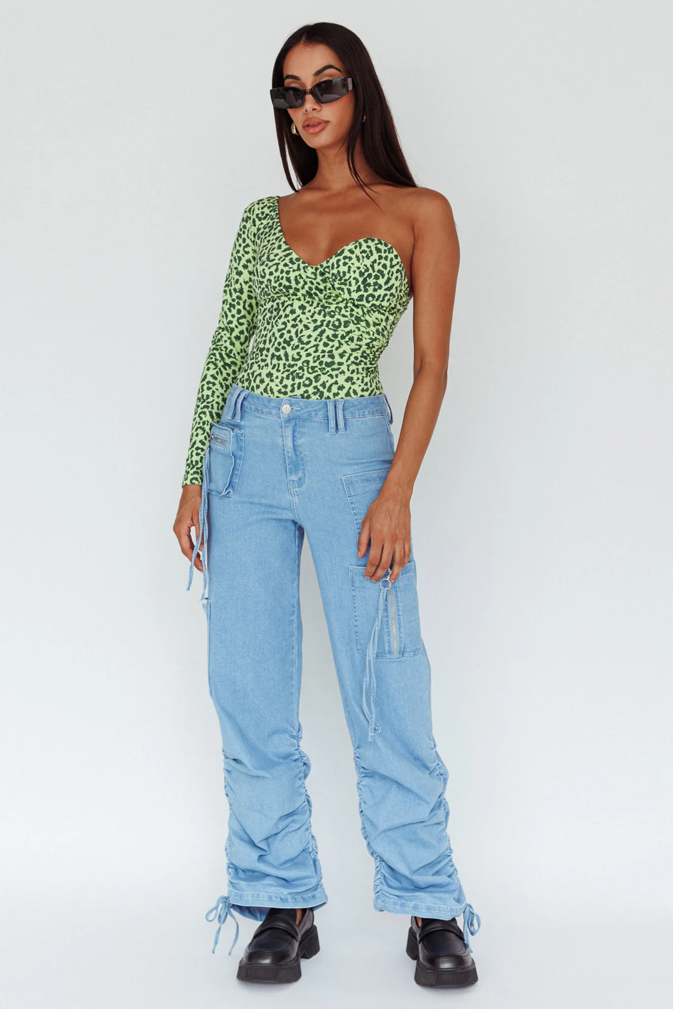 Fifi One Sleeve Bodysuit Leopard Apple - Image 3