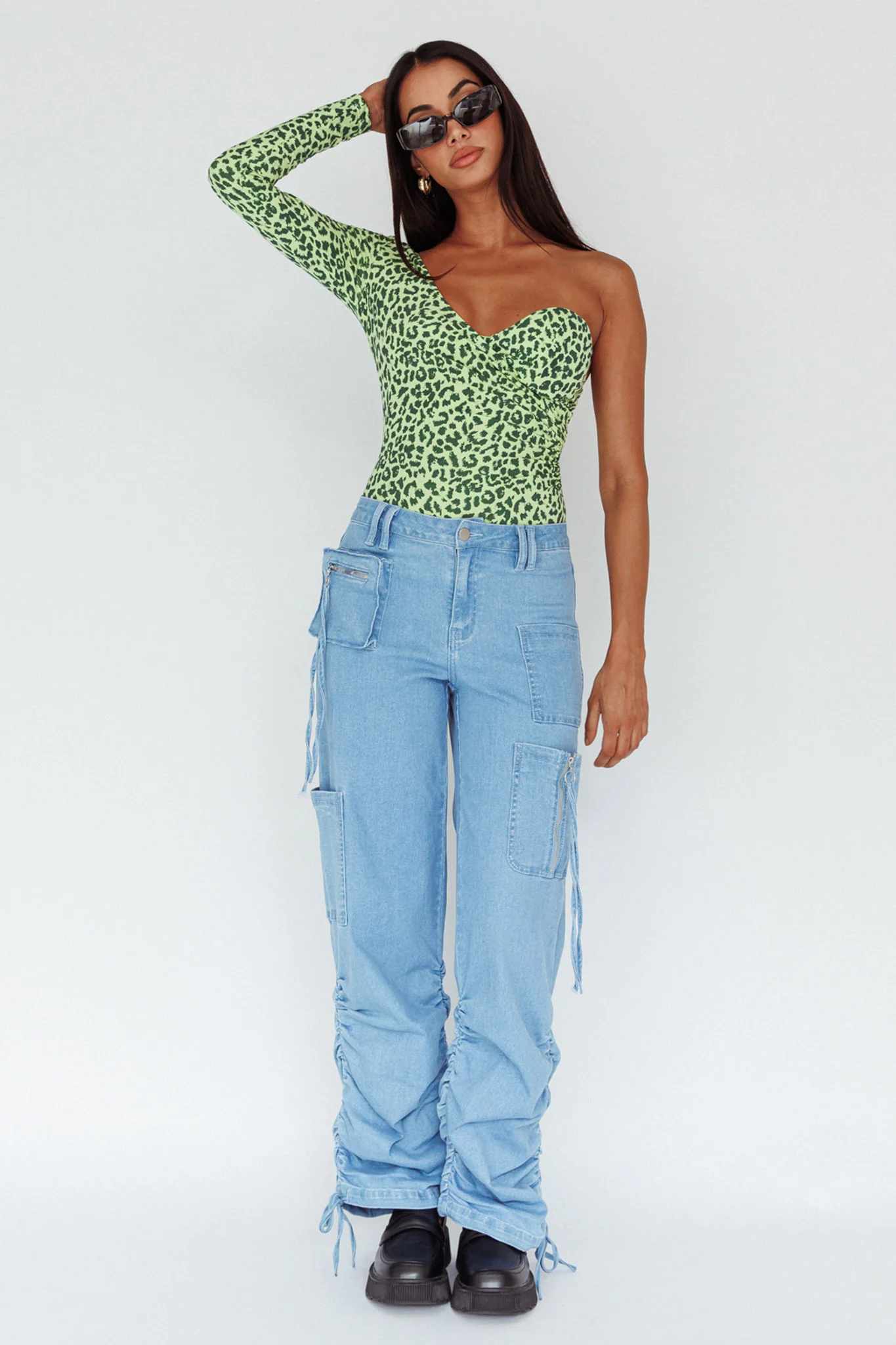 Fifi One Sleeve Bodysuit Leopard Apple - Image 5