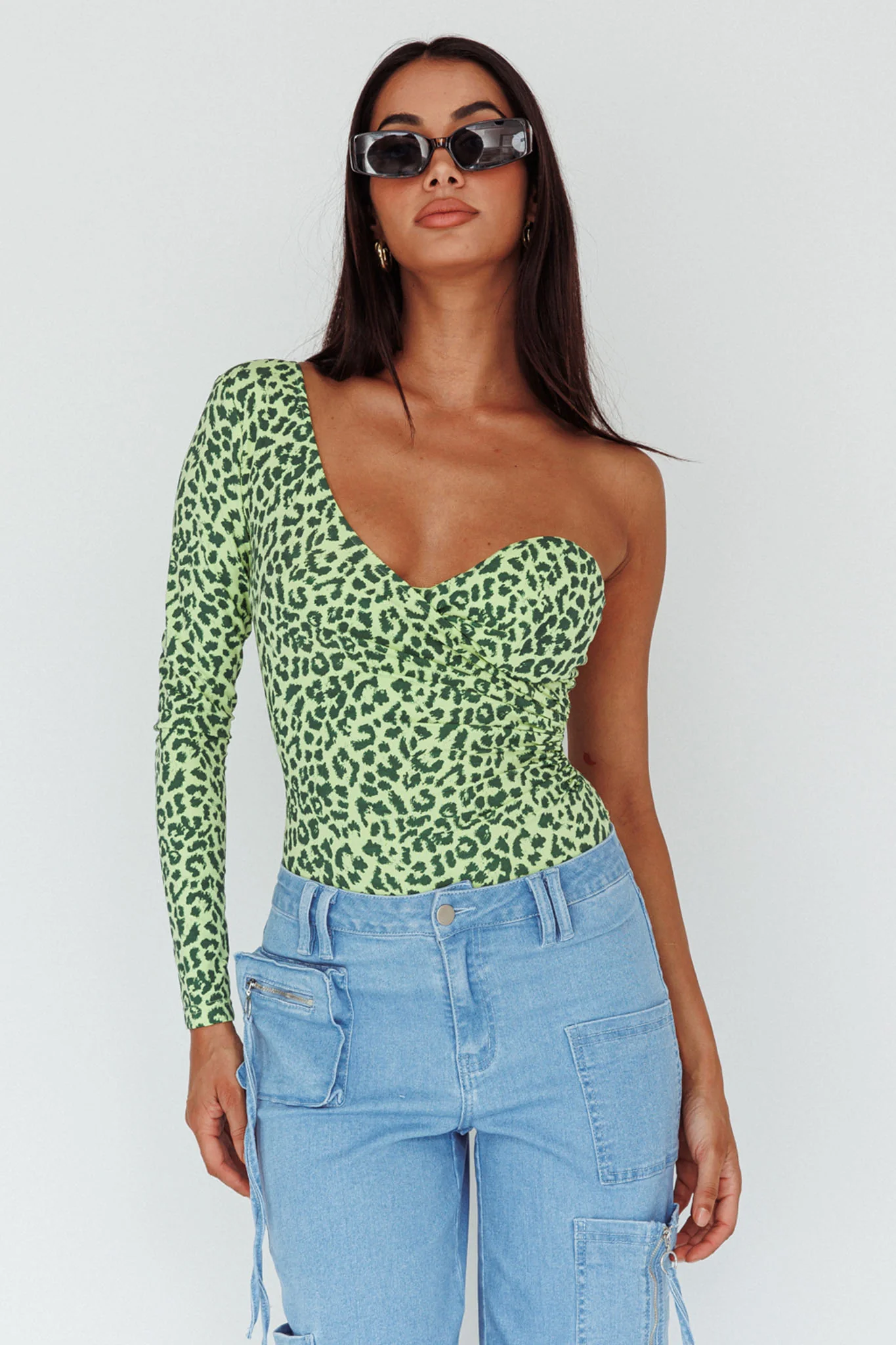 Fifi One Sleeve Bodysuit Leopard Apple - Image 6