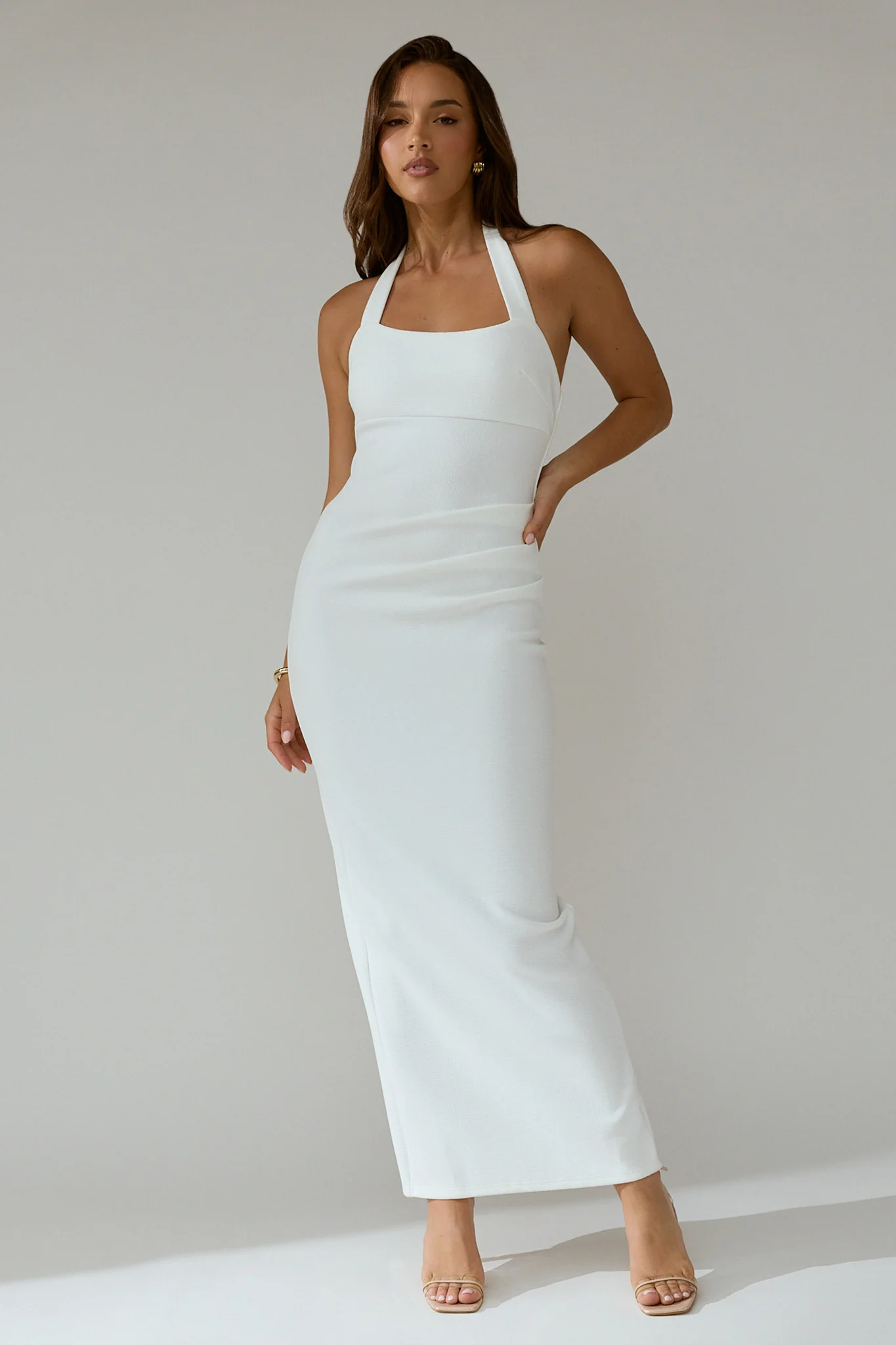 Fire Of Stars Halterneck Bodycon Maxi Dress White - Image 2