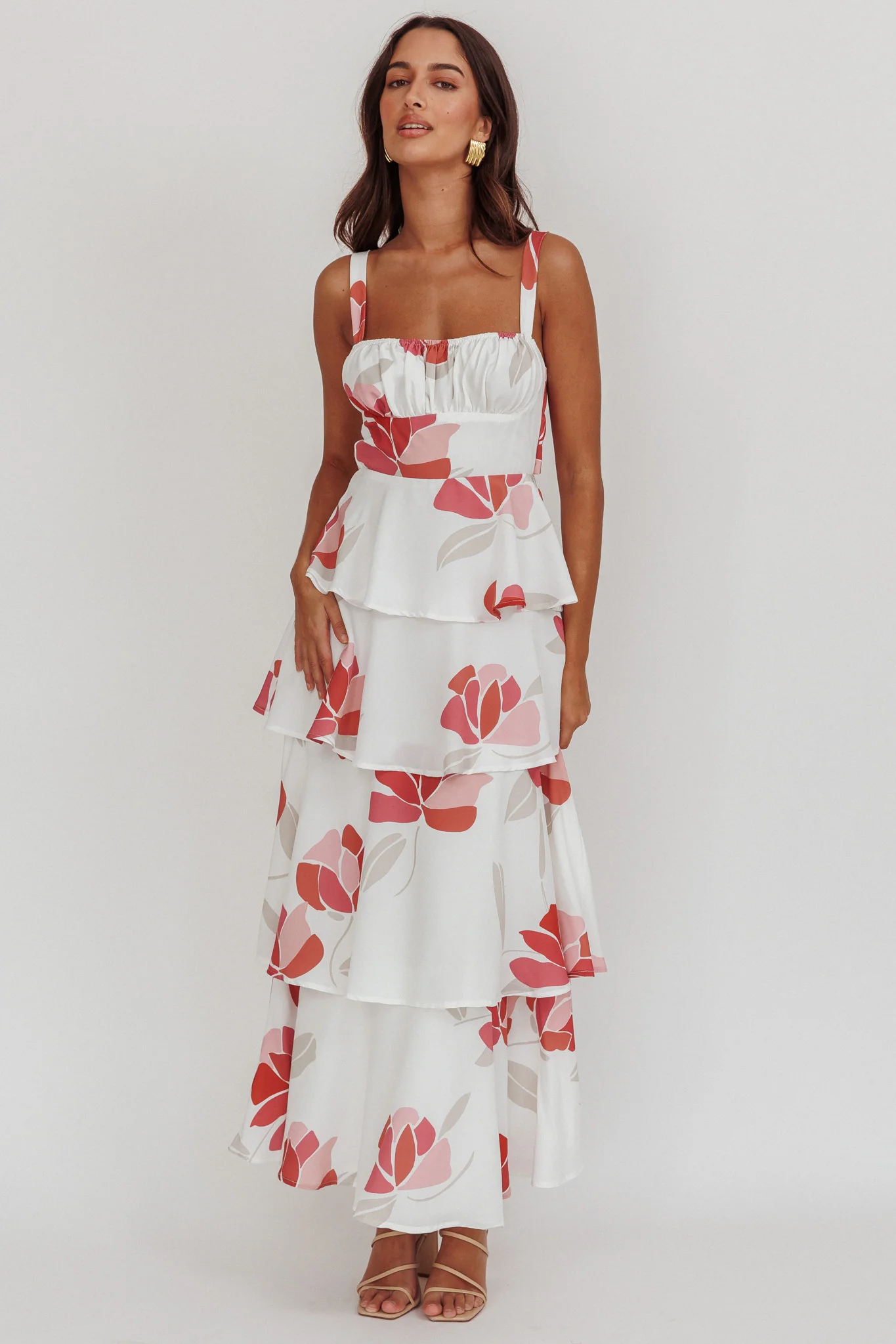 Provence Bloom Tiered Floral Maxi Dress Rose - Image 4