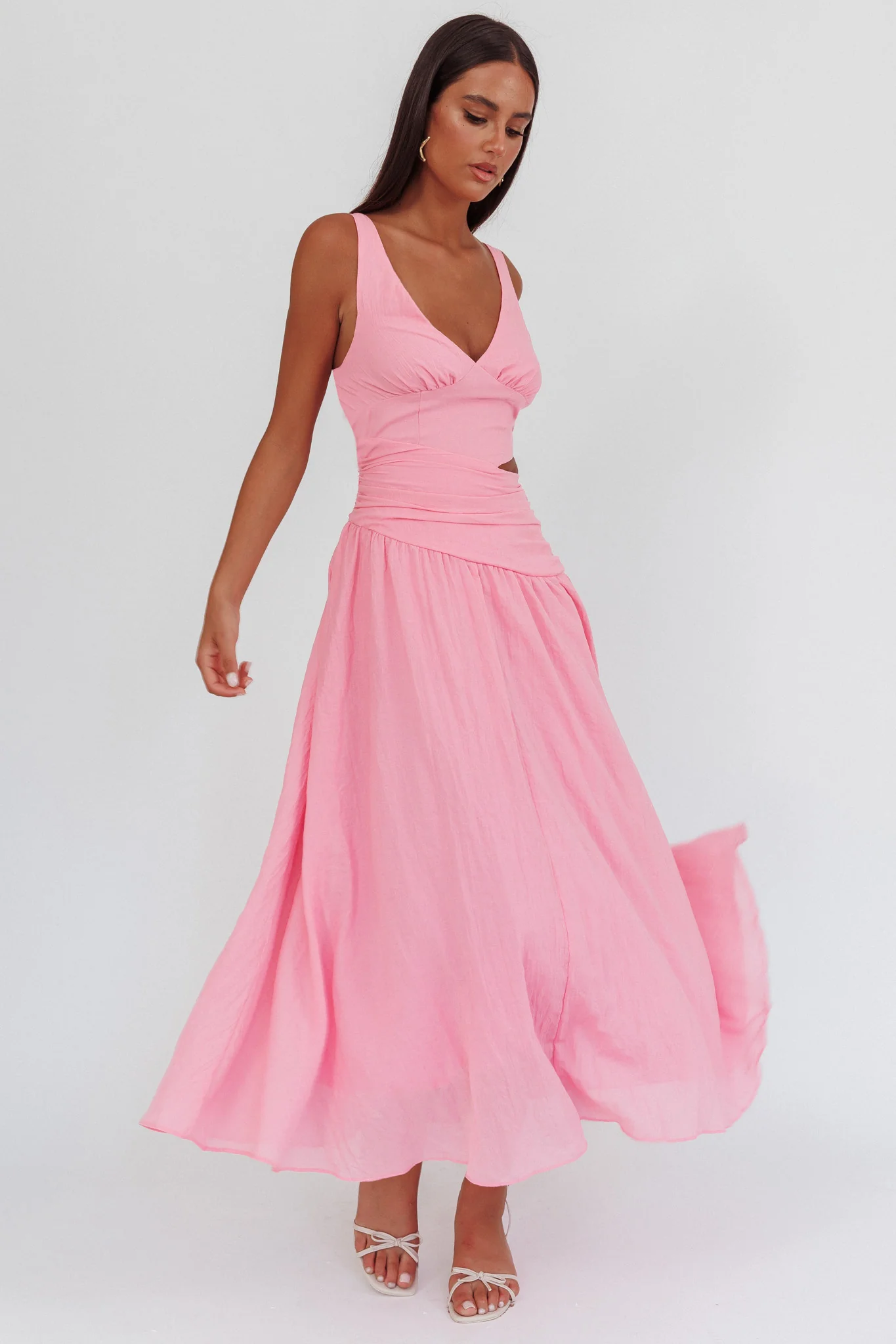 First Dates Waist Cut-Out Maxi Dress Pink - Image 4
