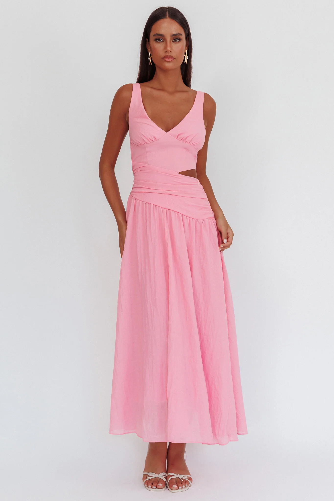First Dates Waist Cut-Out Maxi Dress Pink - Image 5