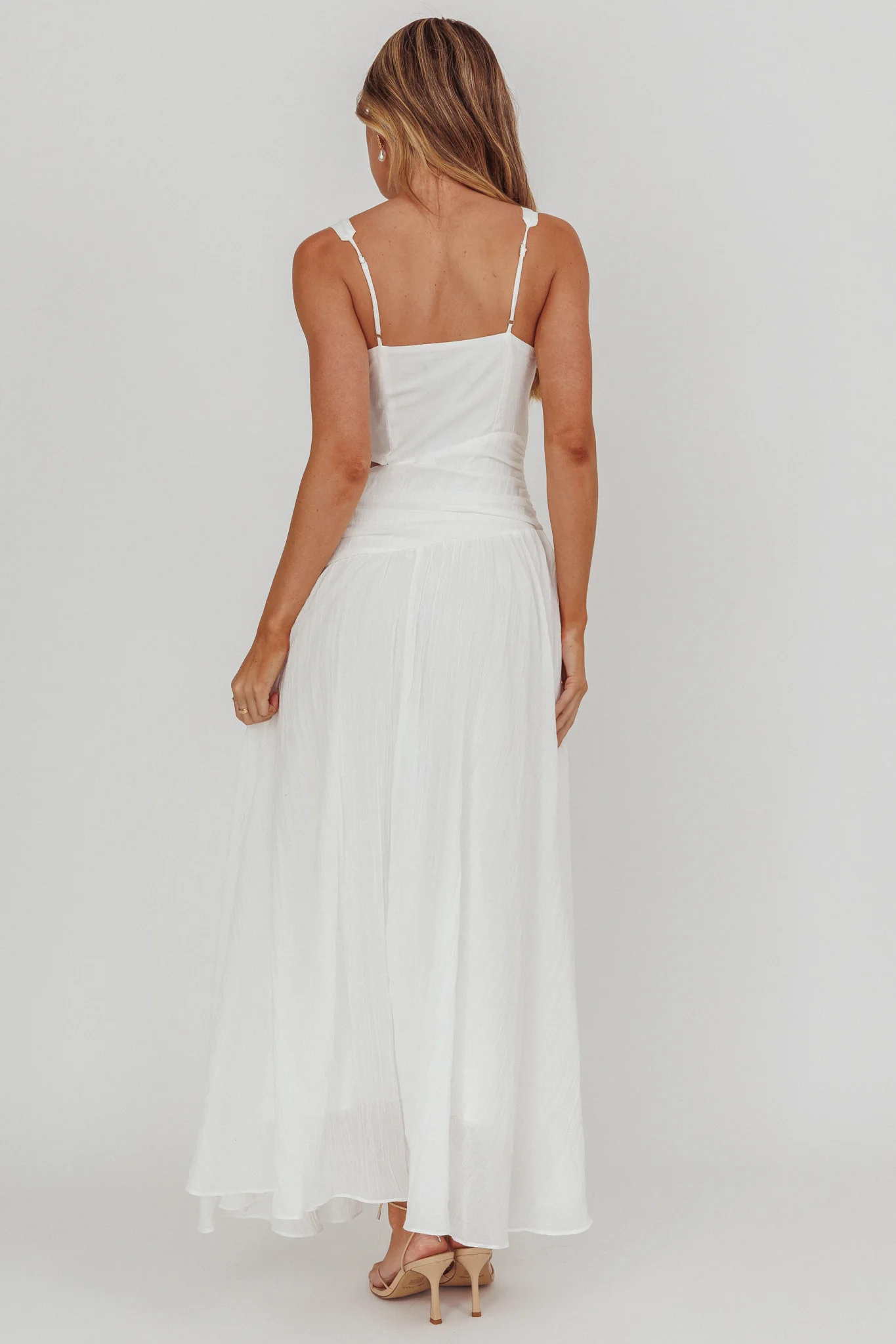 First Dates Waist Cut-Out Maxi Dress White - Image 3