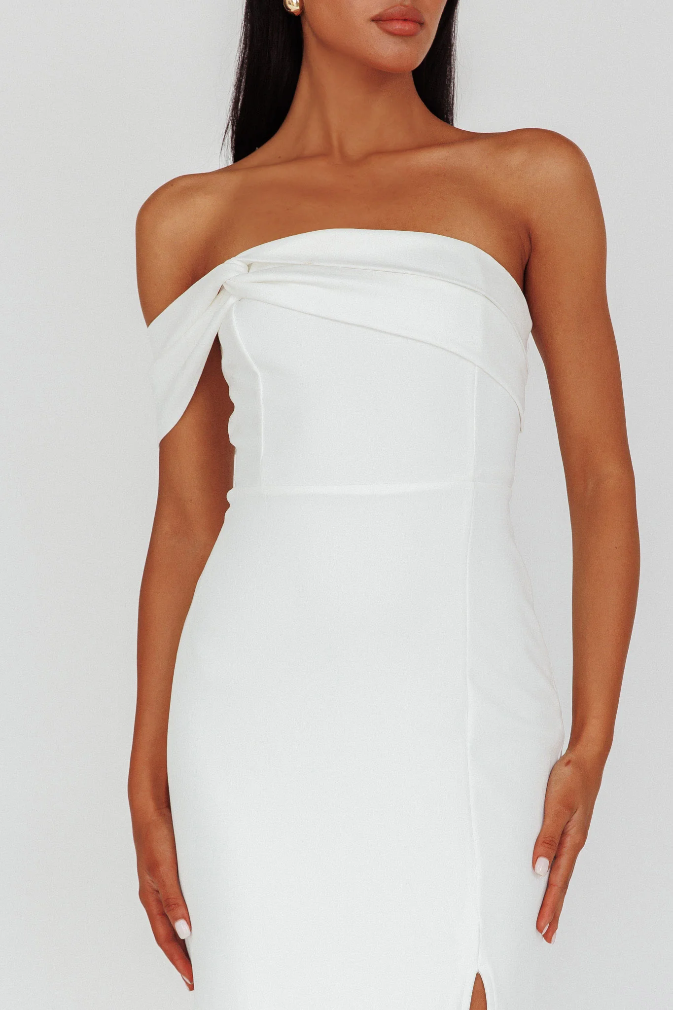 First Impressions One Shoulder Midi Dress White - Image 4