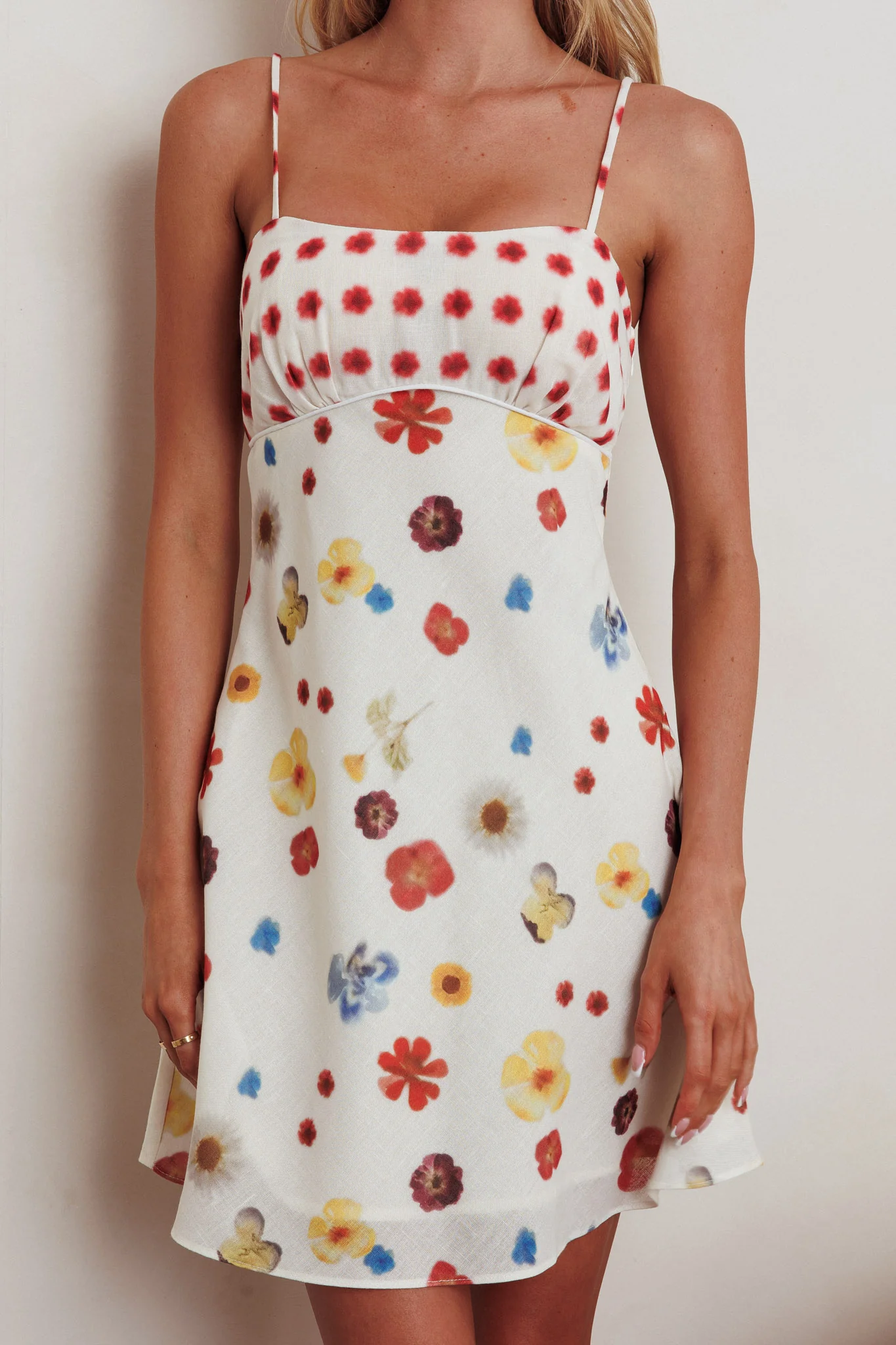 Fleur Sun Cami Strap Mini Dress Flowers Red - Image 3