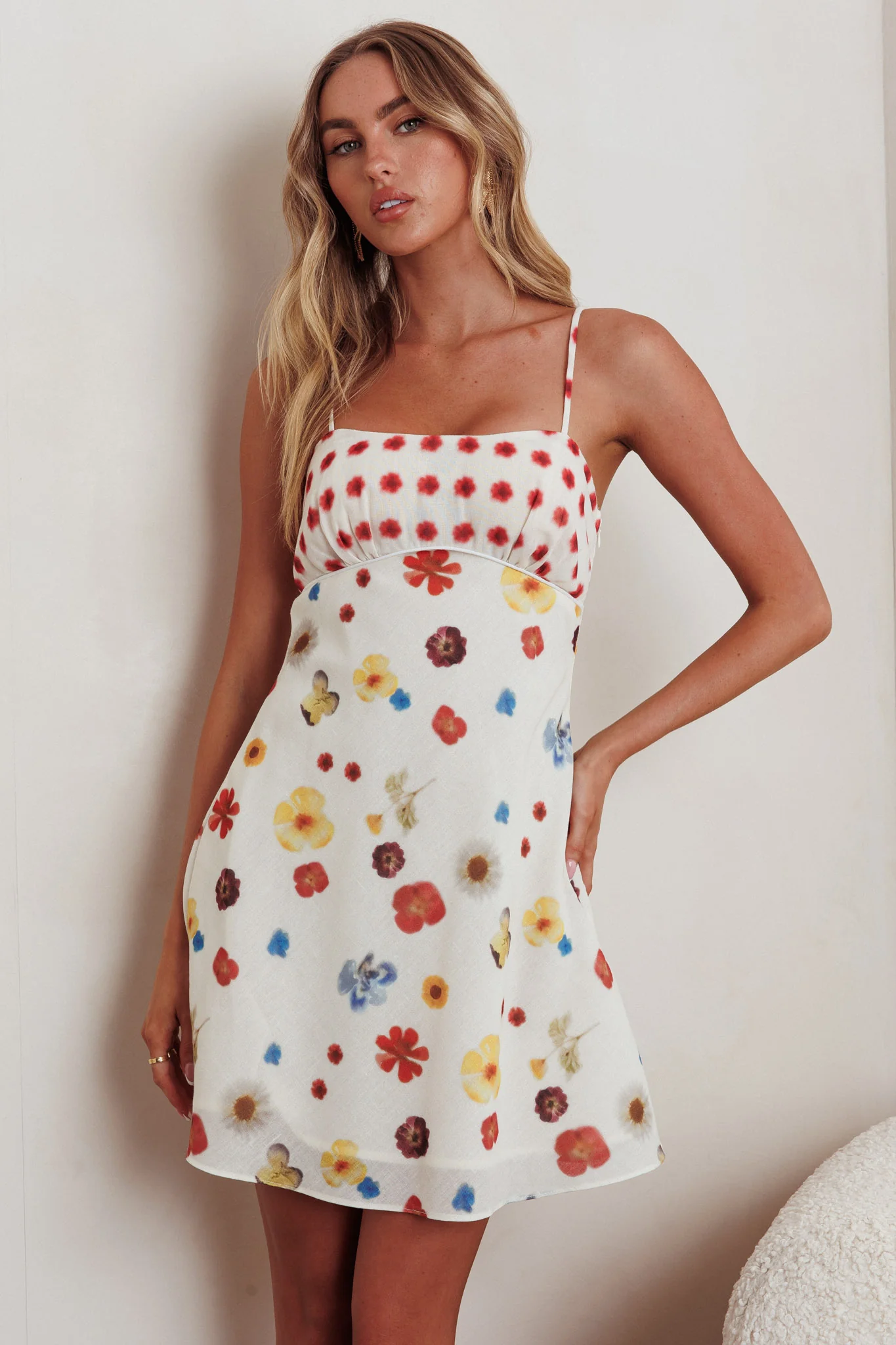 Fleur Sun Cami Strap Mini Dress Flowers Red - Image 5