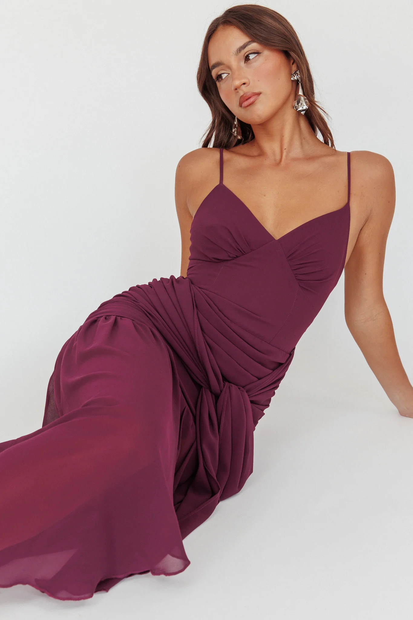 Floating Waist Sash Maxi Dress Plum - Image 7
