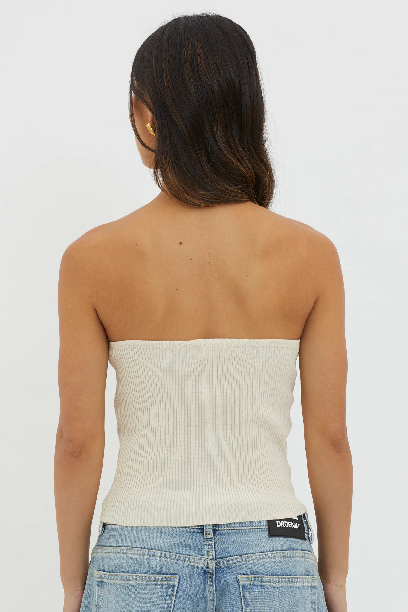 Flora Strapless Knit Top Cream - Image 2
