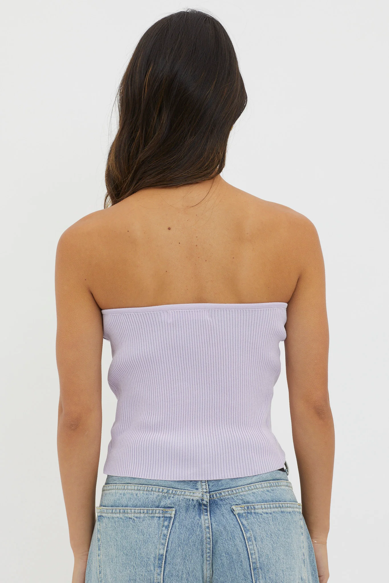 Flora Strapless Knit Top Lilac - Image 2