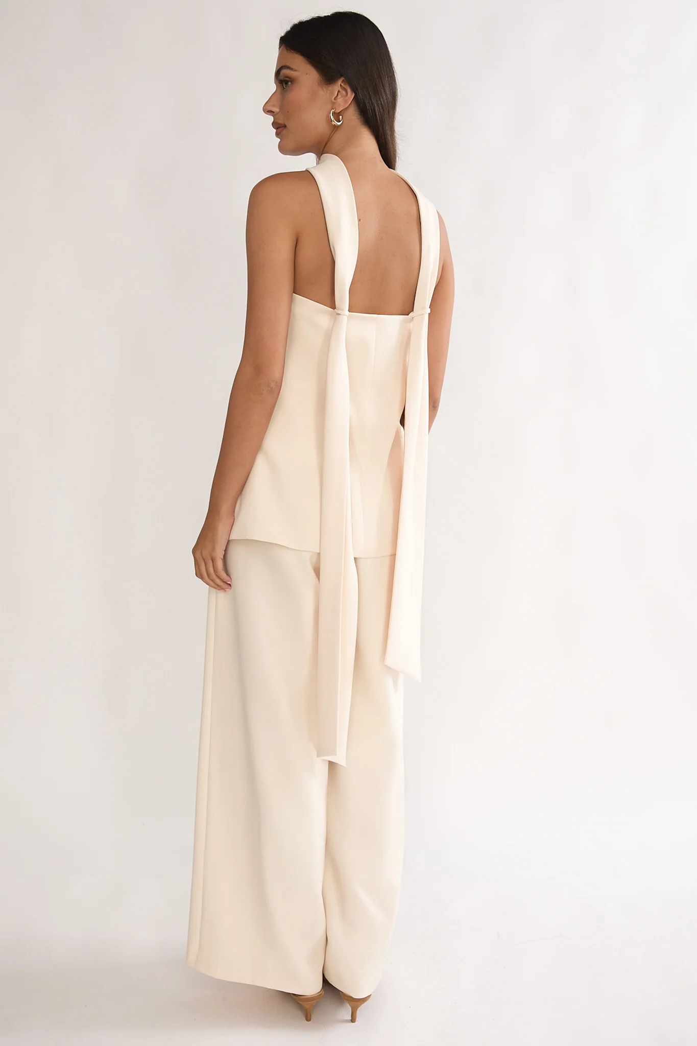 Florene Strapless Split Scarf Pants Vanilla - Image 3
