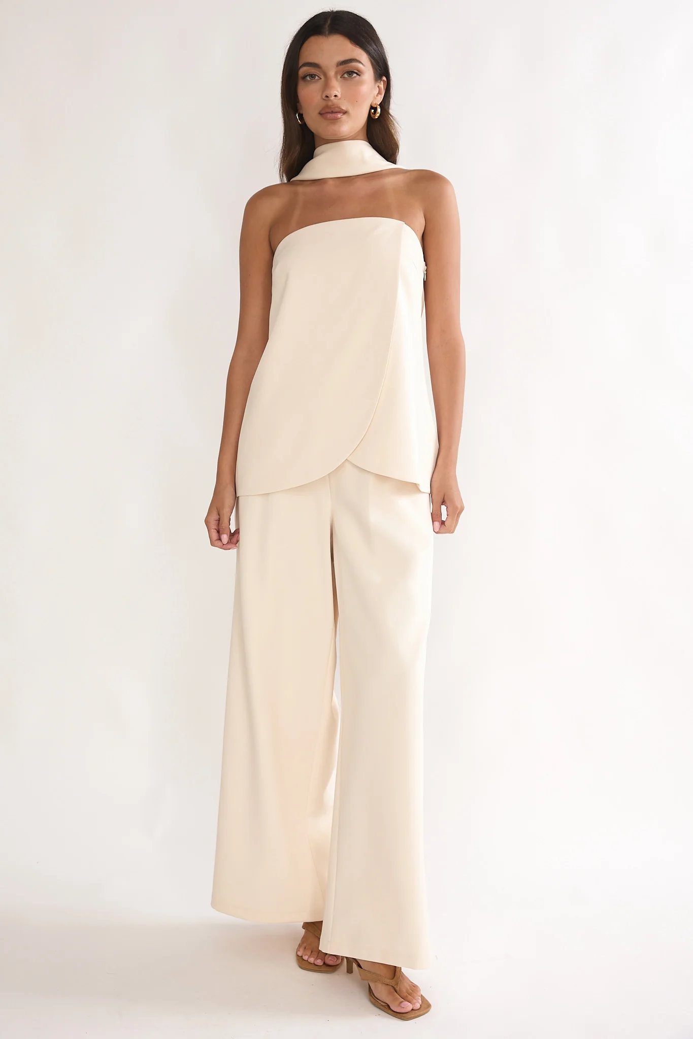 Florene Strapless Split Scarf Pants Vanilla - Image 5