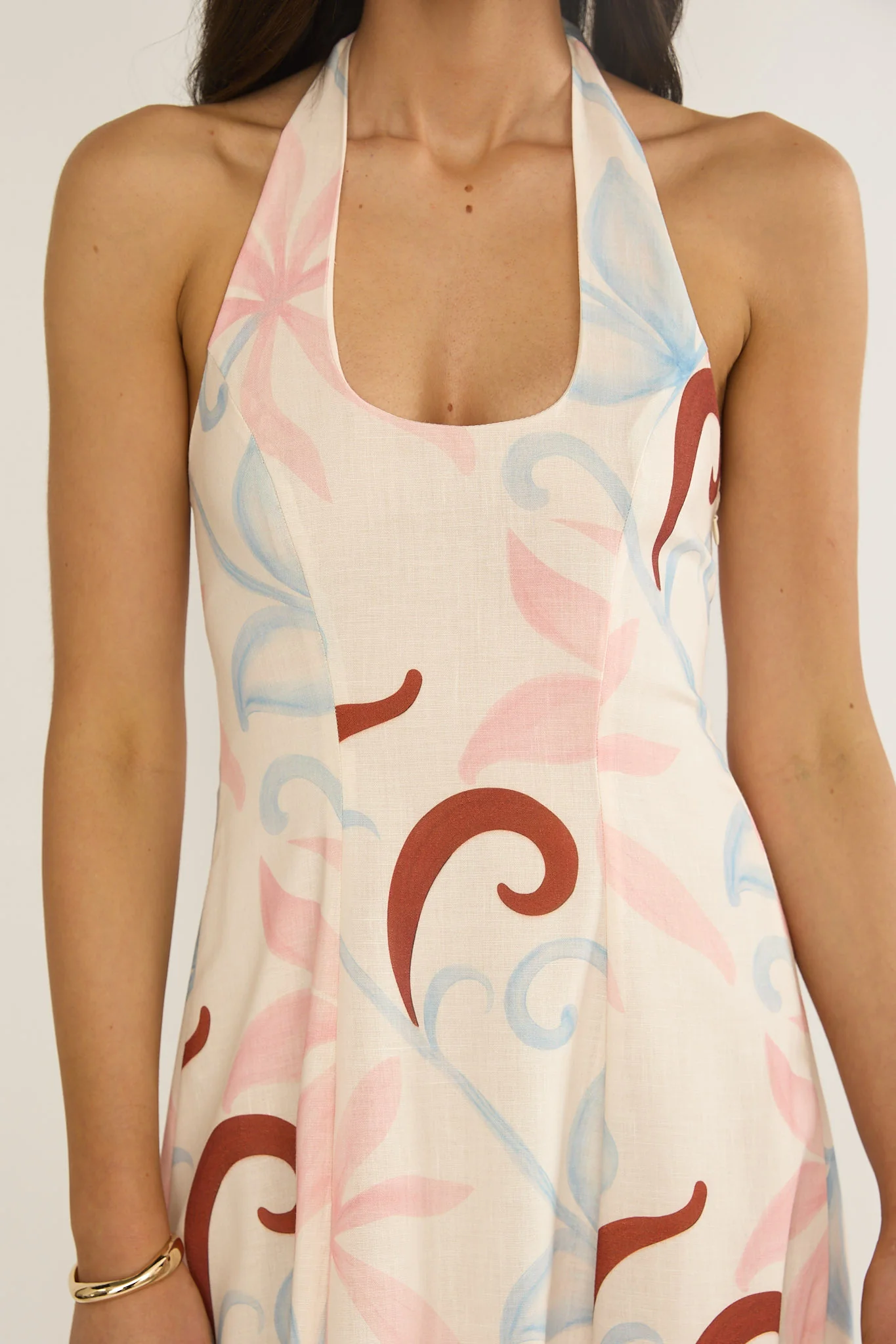 Florie Scoop Neck Halter Maxi Dress Floral - Image 3