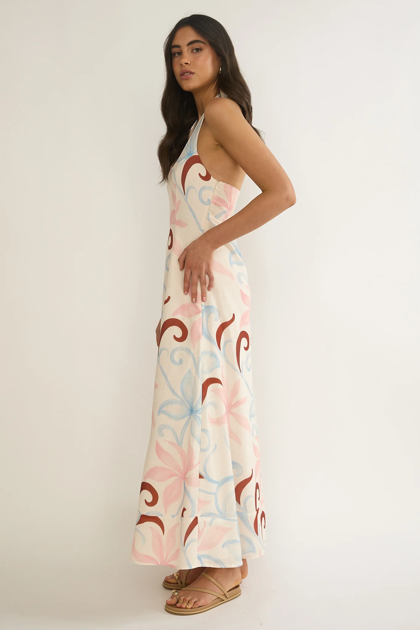 Florie Scoop Neck Halter Maxi Dress Floral - Image 6