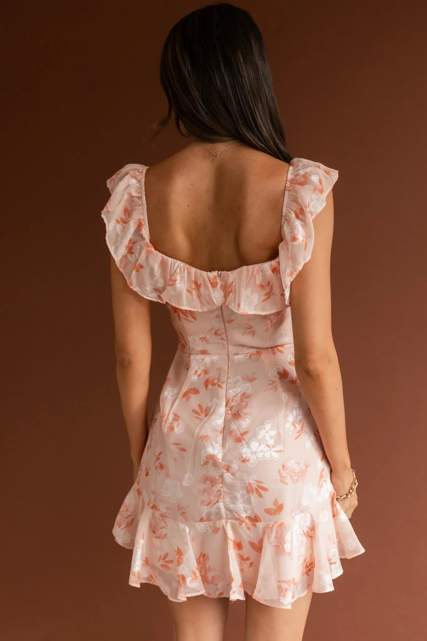 Flower Child Frill V-Neckline Dress Floral Blush - Image 7