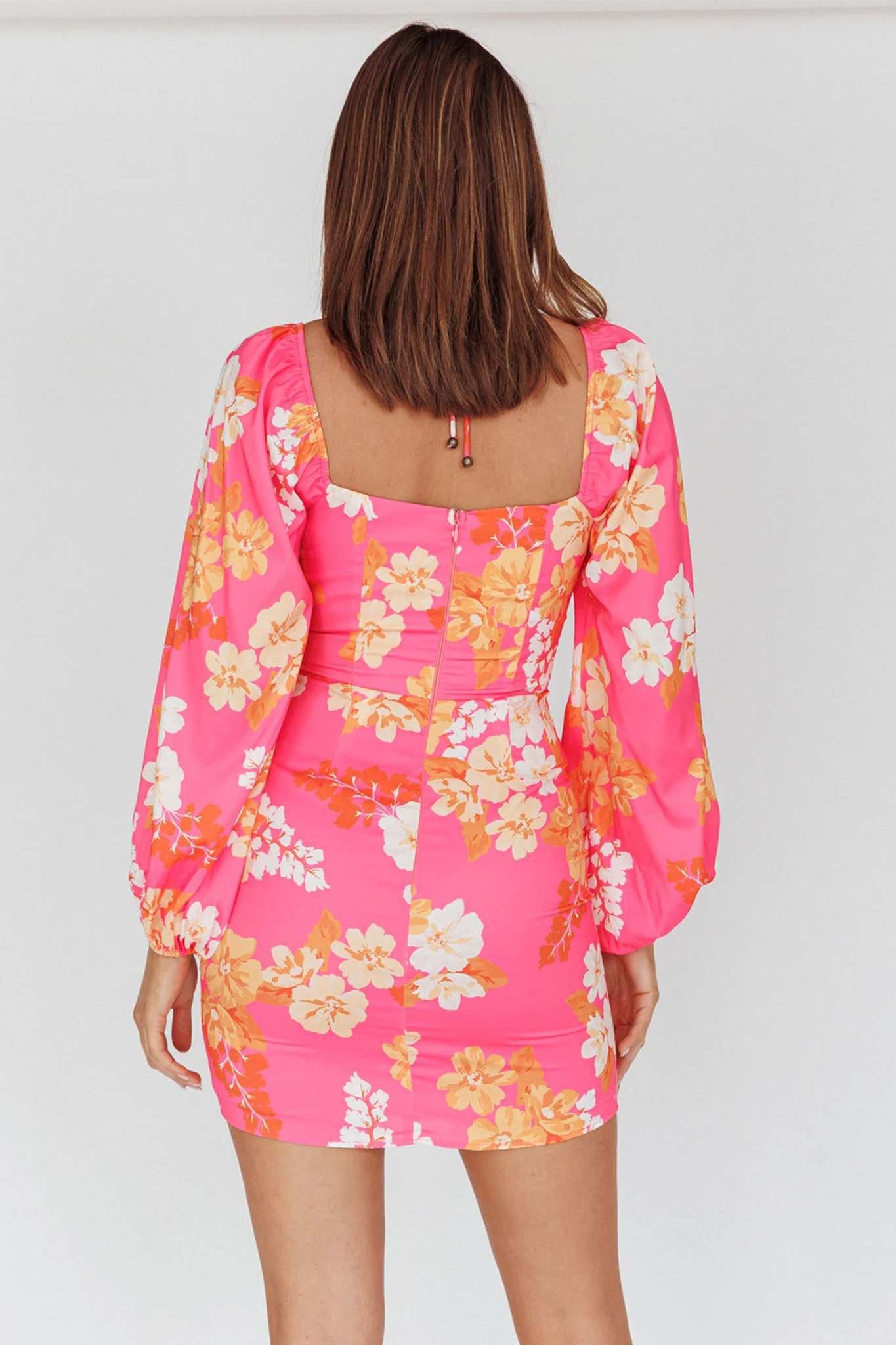 Fly Away Drawstring Bust Dress Floral Pink - Image 2