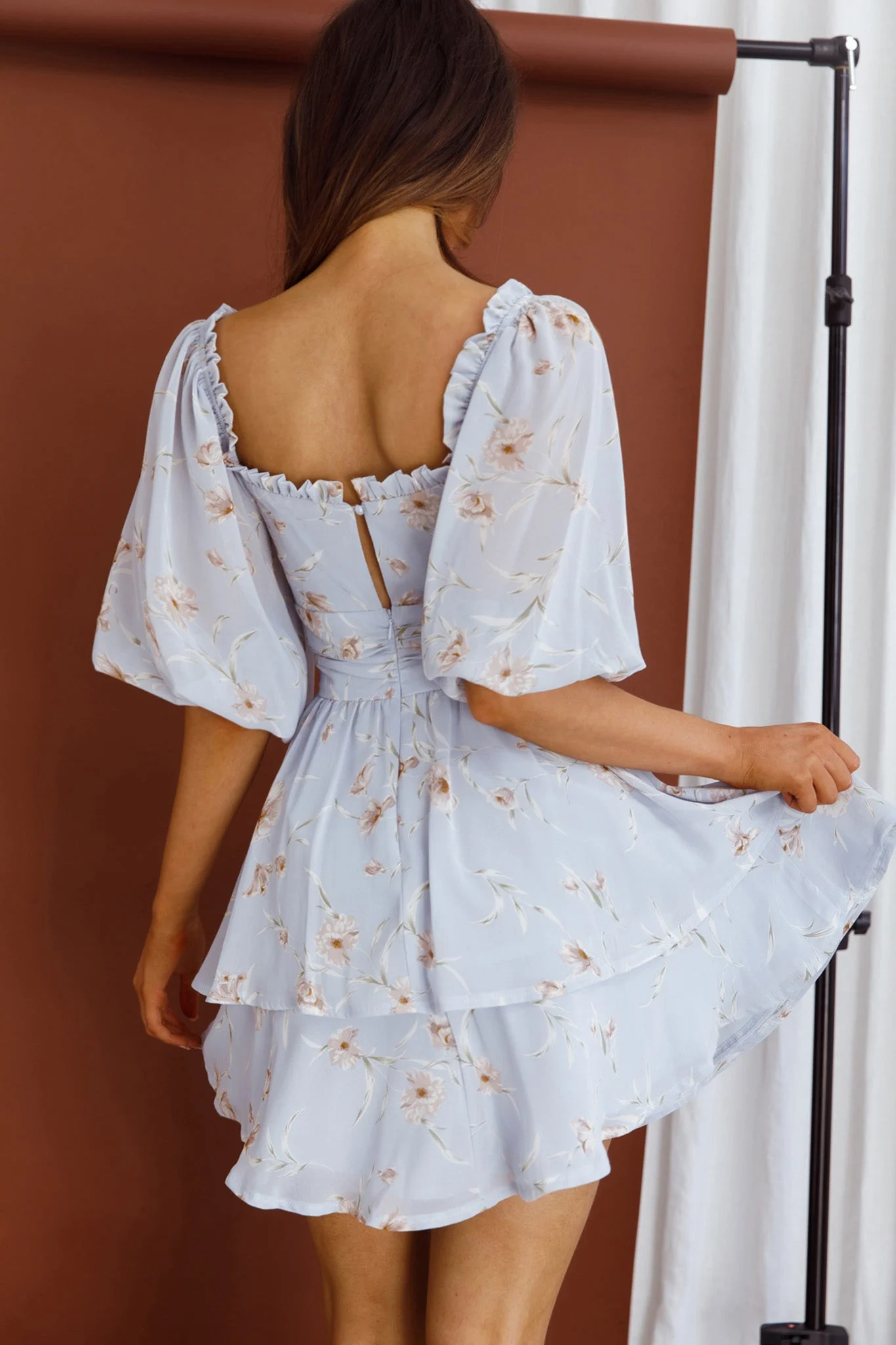 Forever Bloom Off-Shoulder Mini Dress Floral Blue - Image 2