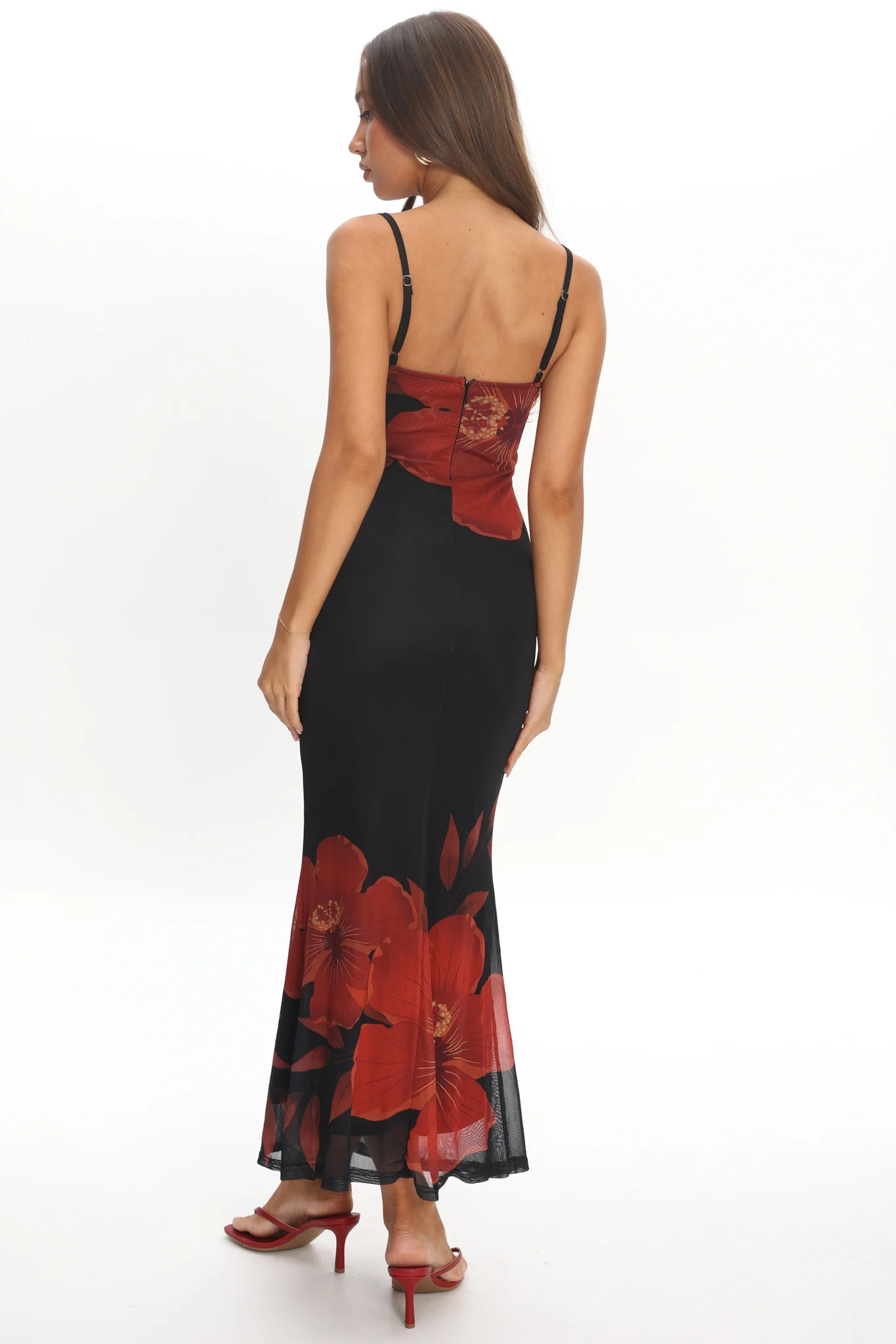 Fortune Bust Tie Maxi Dress Hibiscus Black - Image 3