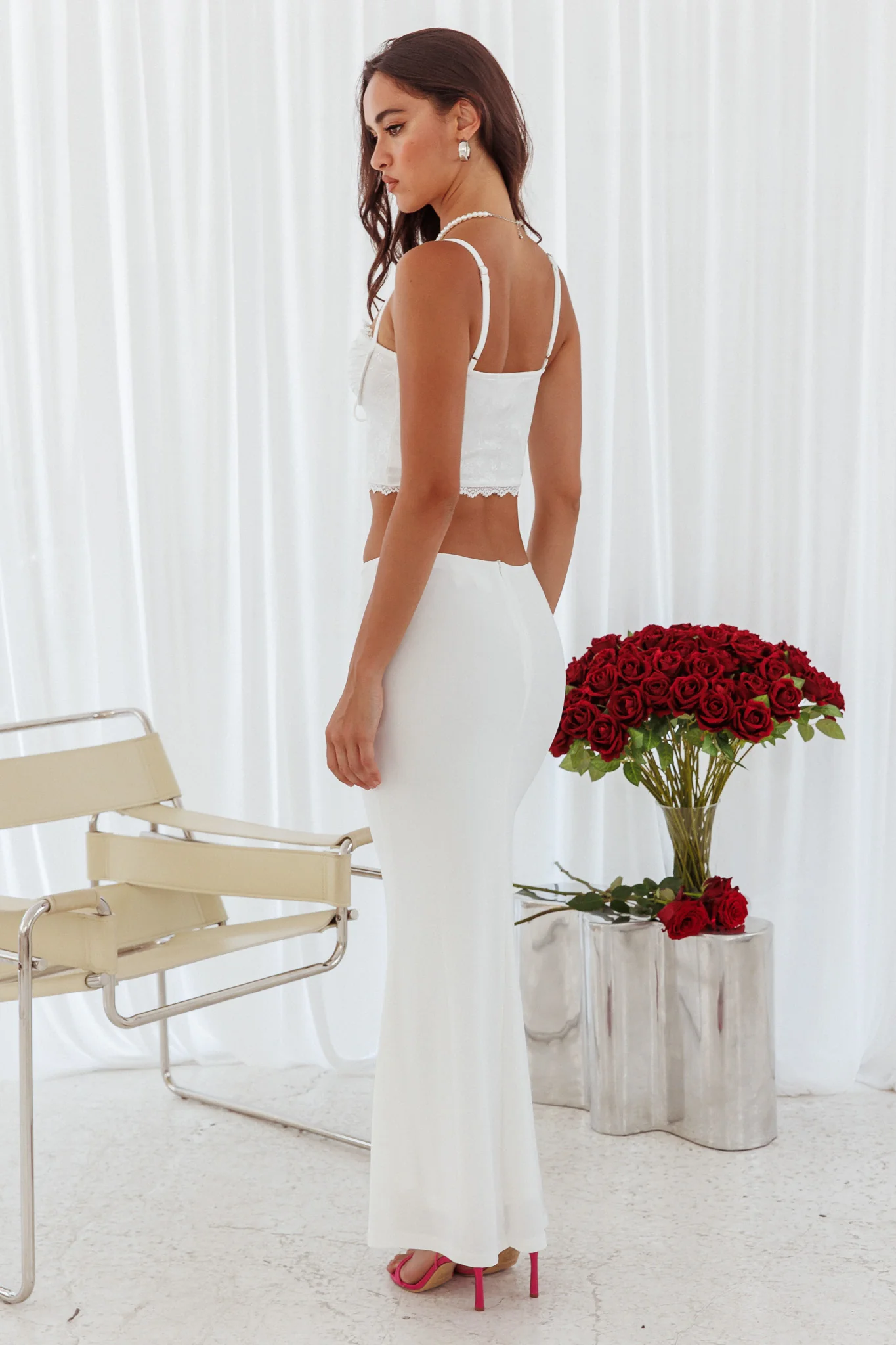 Fortune Stretch Maxi Skirt Off White - Image 2