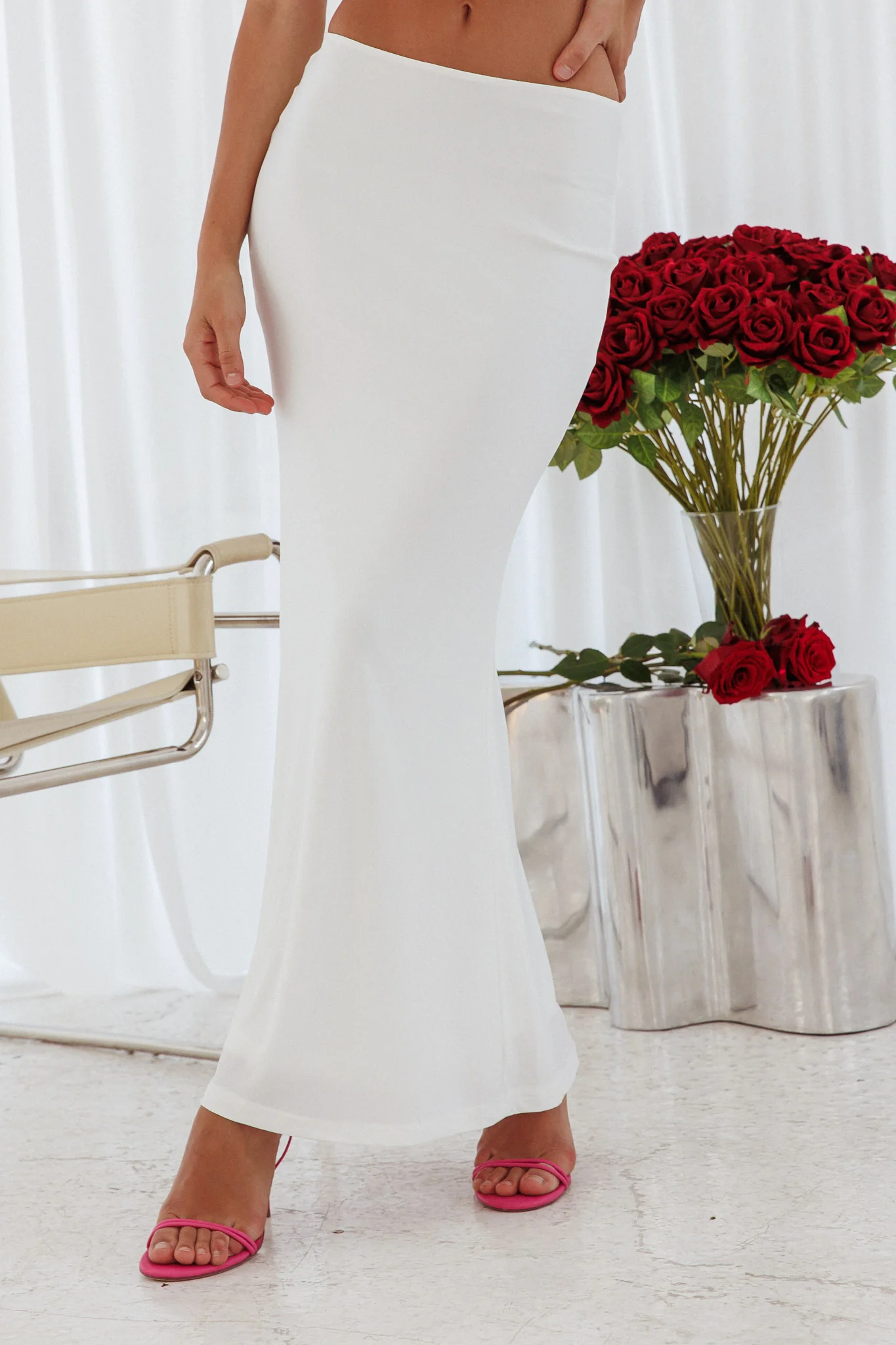 Fortune Stretch Maxi Skirt Off White - Image 4