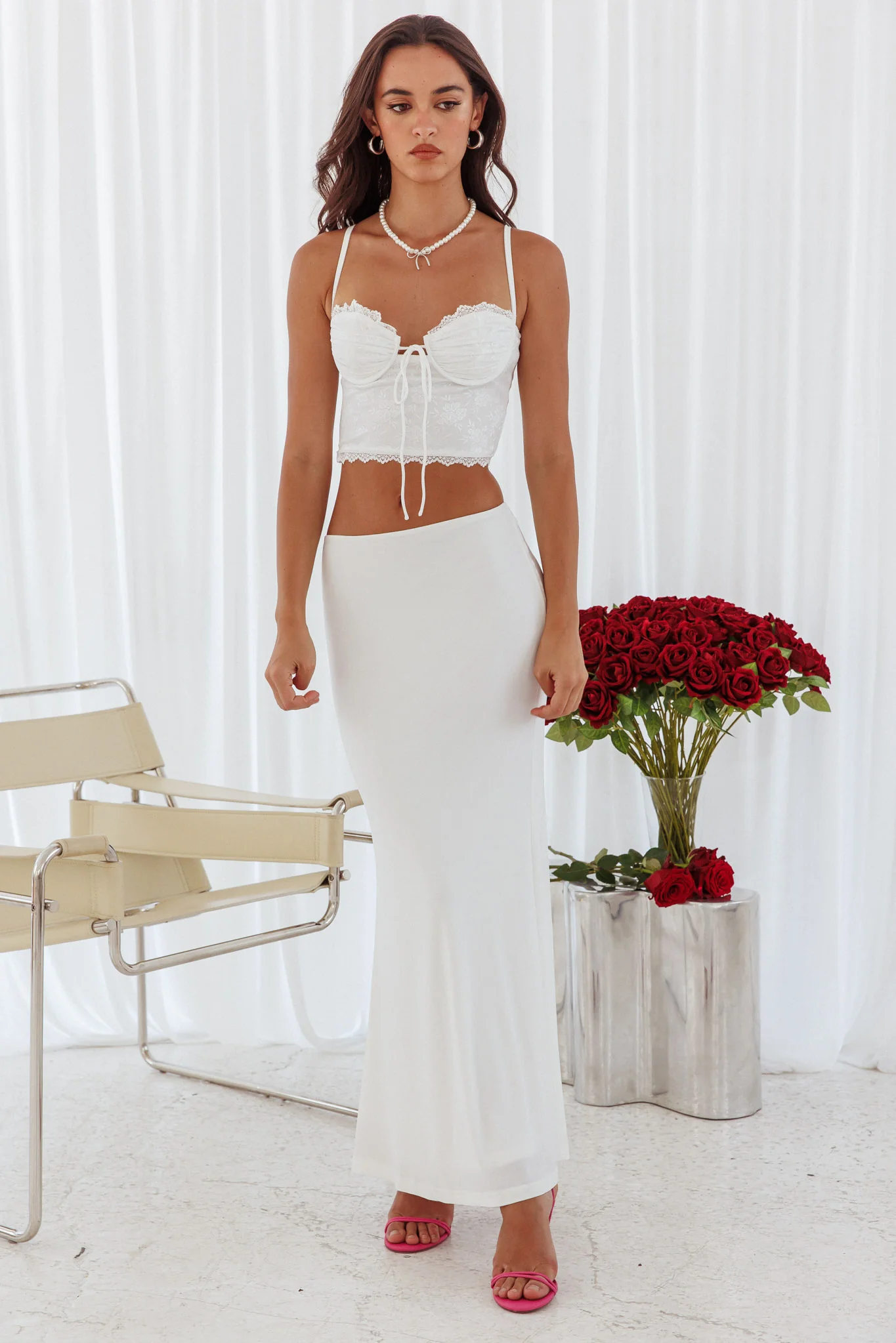 Fortune Stretch Maxi Skirt Off White - Image 5