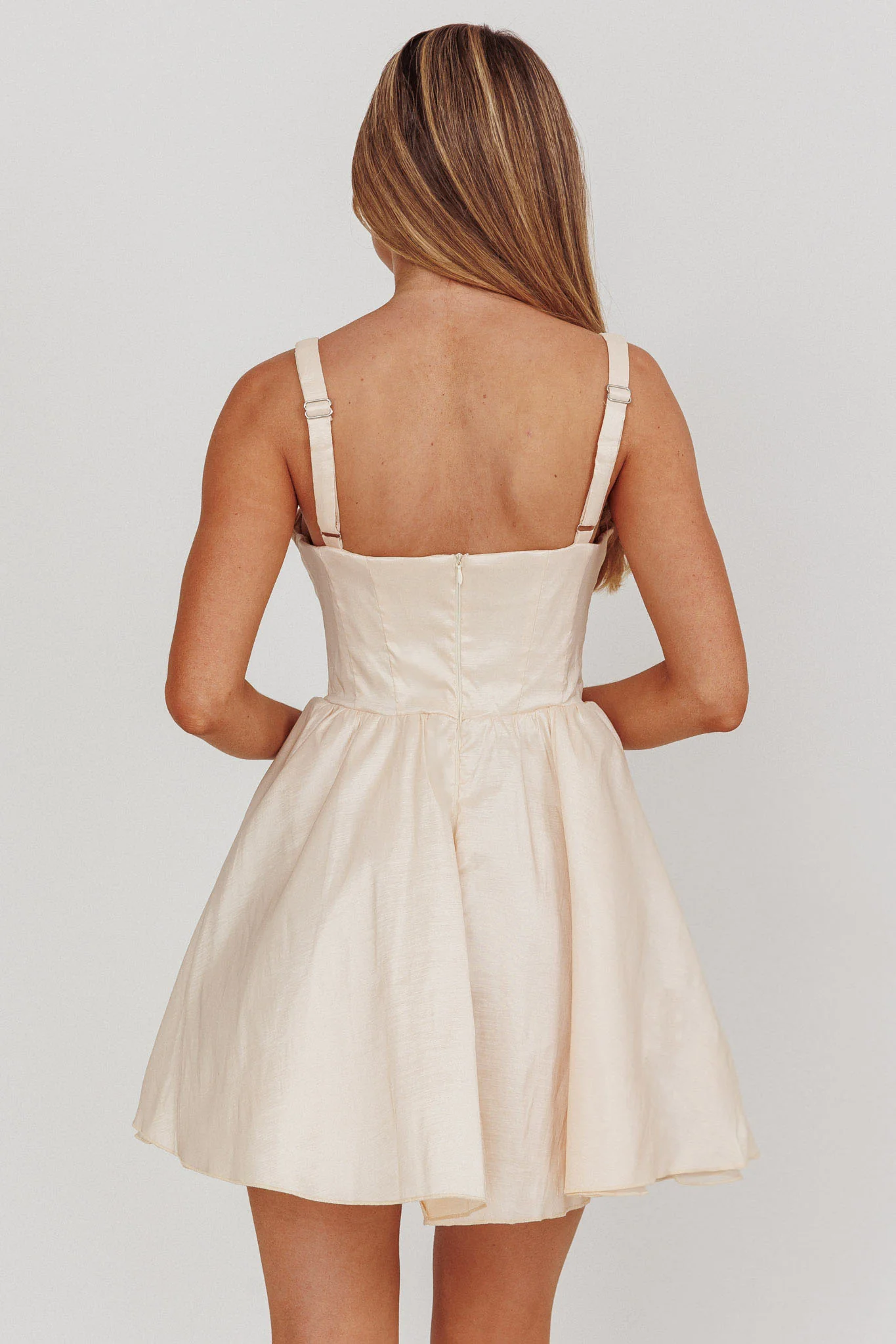 Found You Square Neck Flared Mini Dress Cream - Image 3