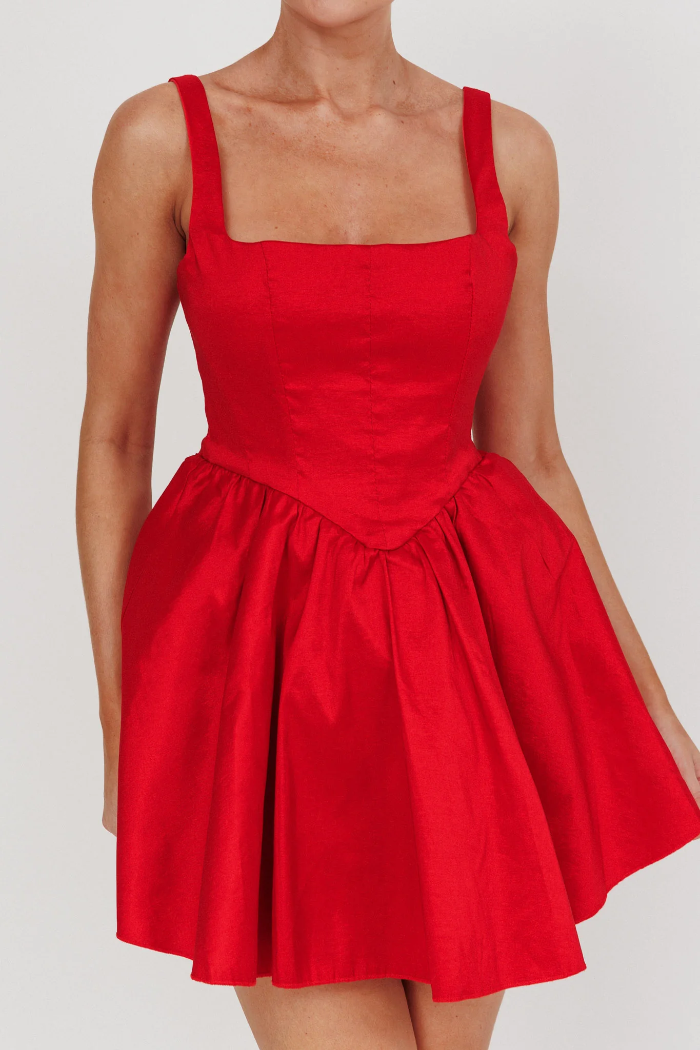 Found You Square Neck Flared Mini Dress Red - Image 4