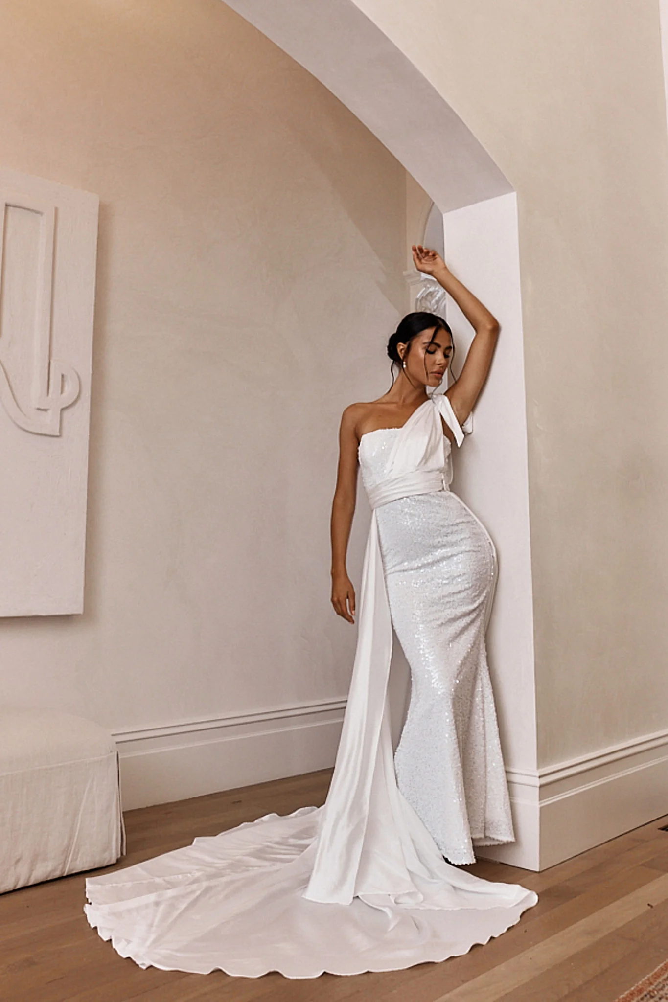 Francene Two Piece Sequin Maxi Dress White - Image 5
