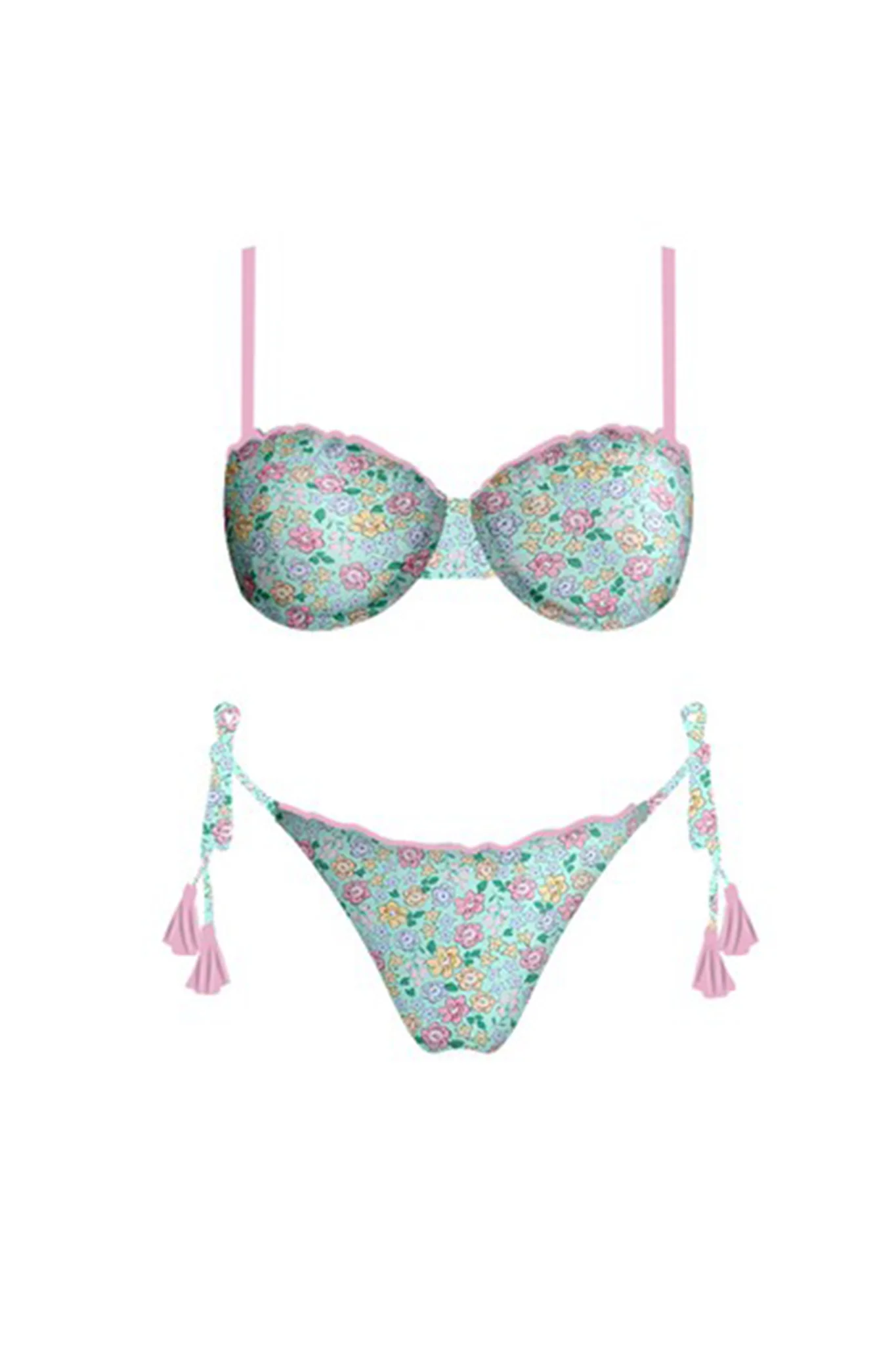 French Riviera Bikini Top Green Floral - Image 4