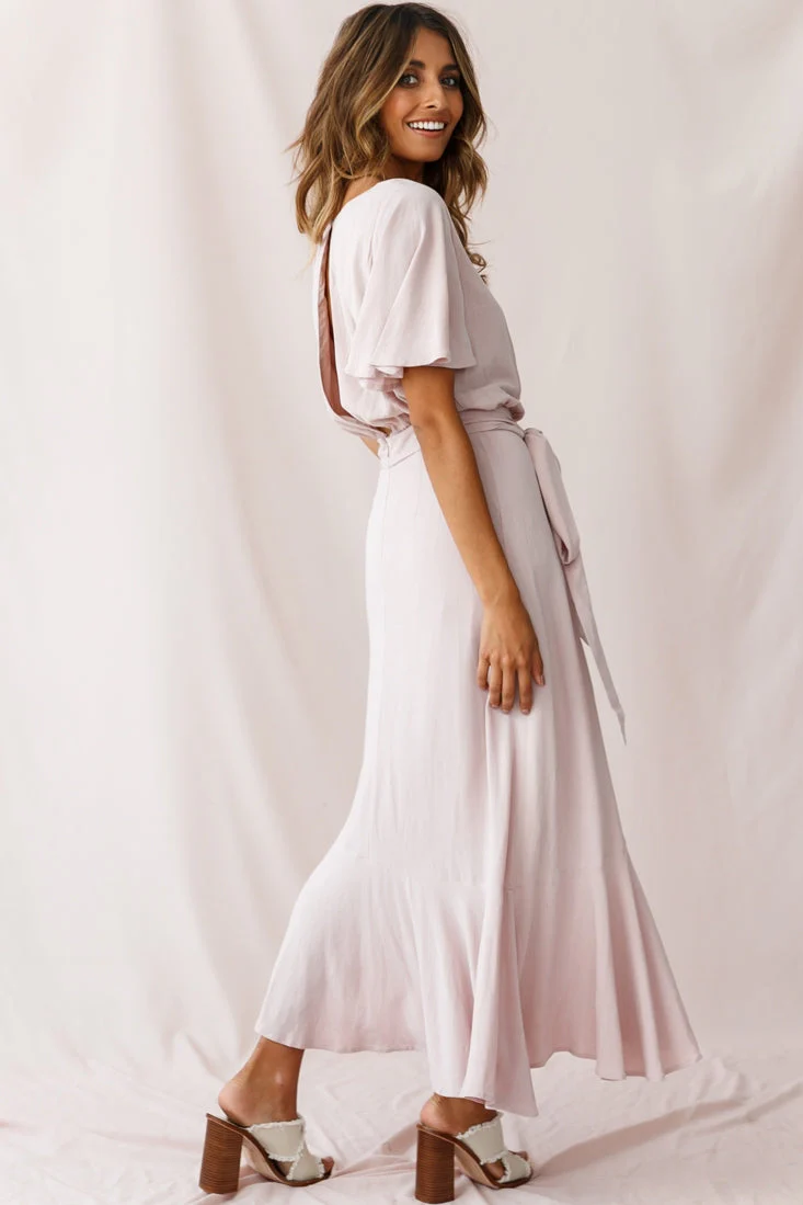 Friday Surplice Neckline Front Split Maxi Dress Mauve - Image 3