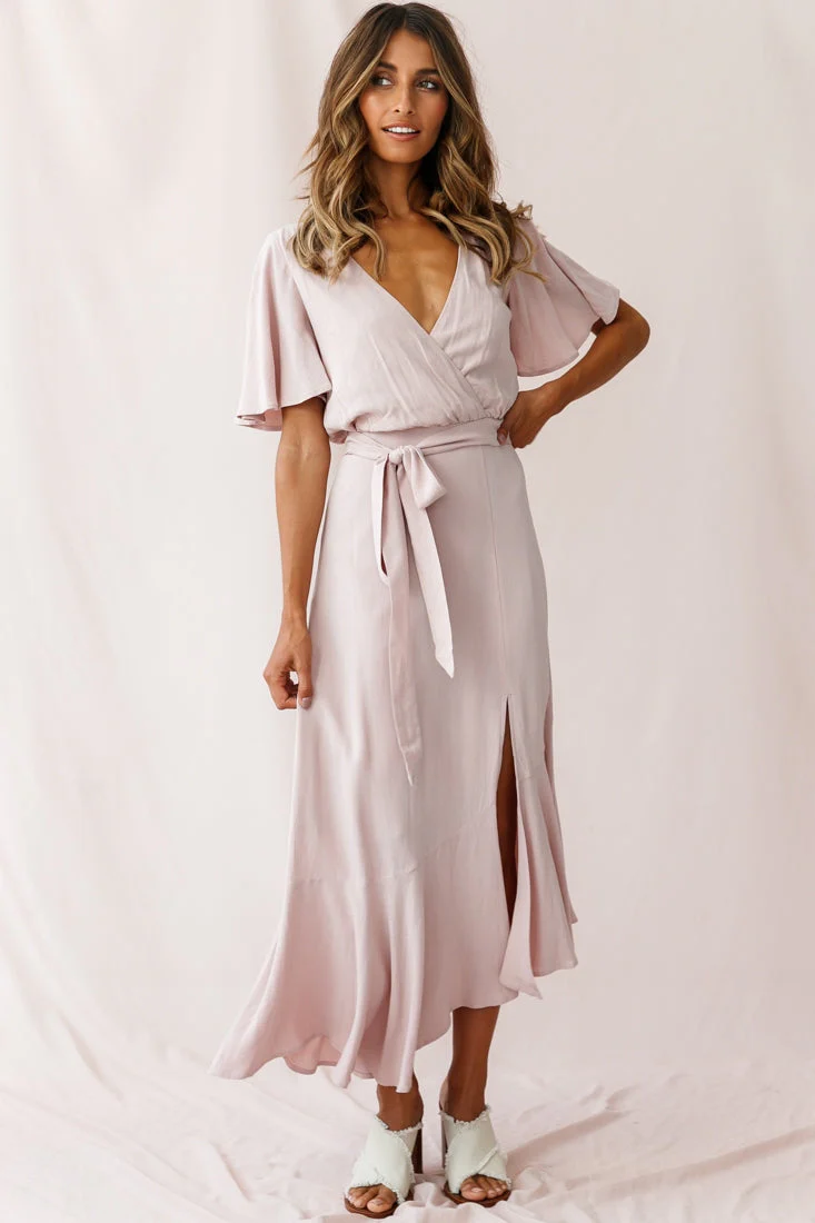 Friday Surplice Neckline Front Split Maxi Dress Mauve - Image 5