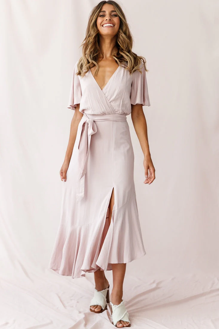 Friday Surplice Neckline Front Split Maxi Dress Mauve - Image 6