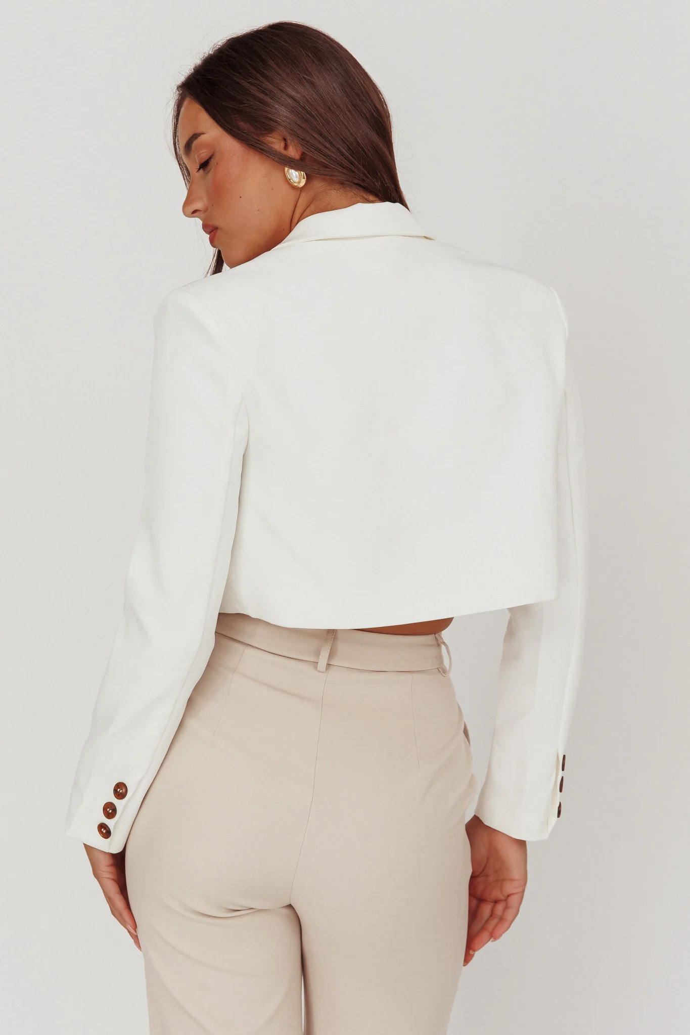 Fridays Open Crop Jacket Off White - Image 3