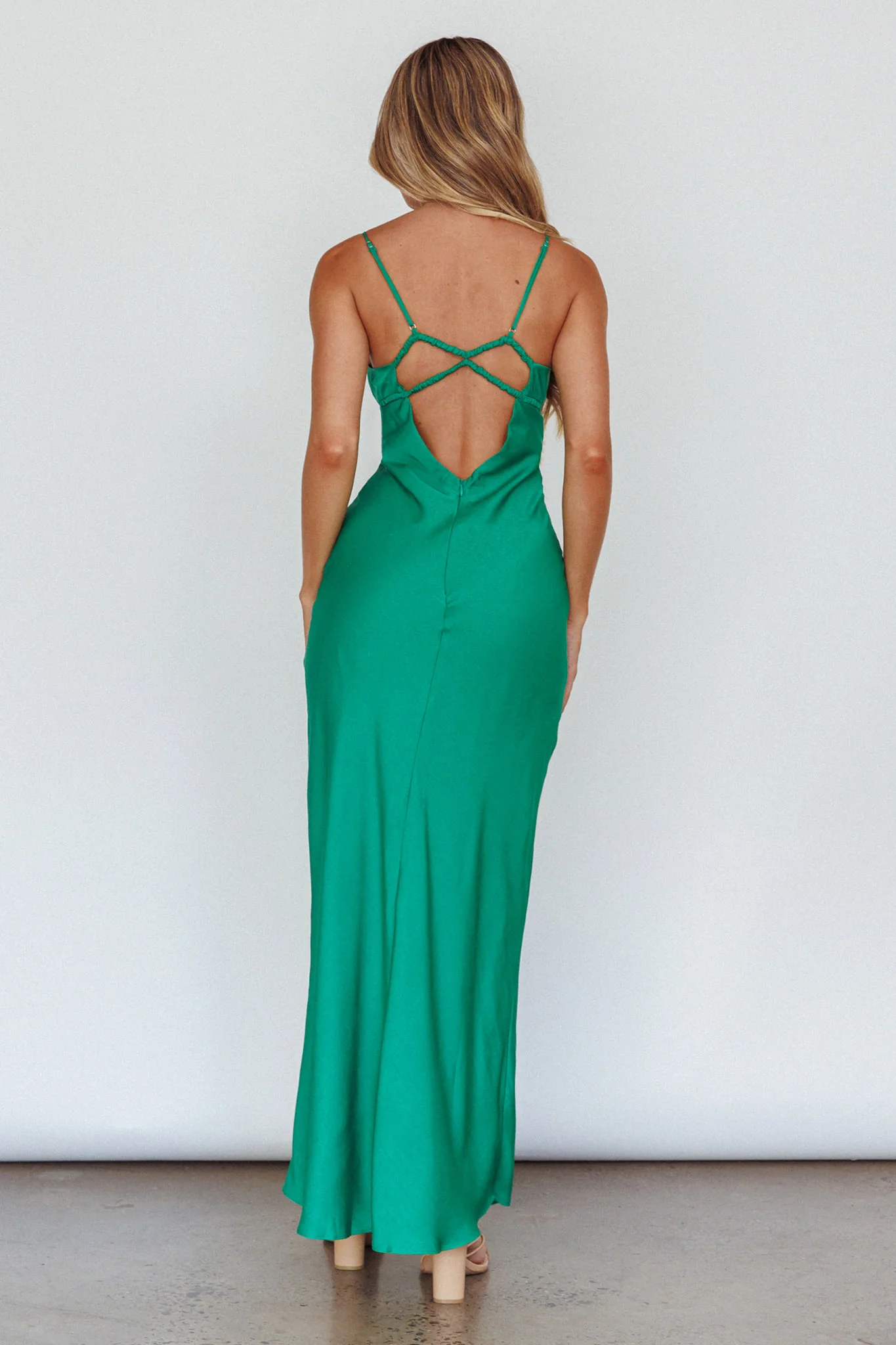 From Above V-Back Midi Dress Forest Green - Image 2