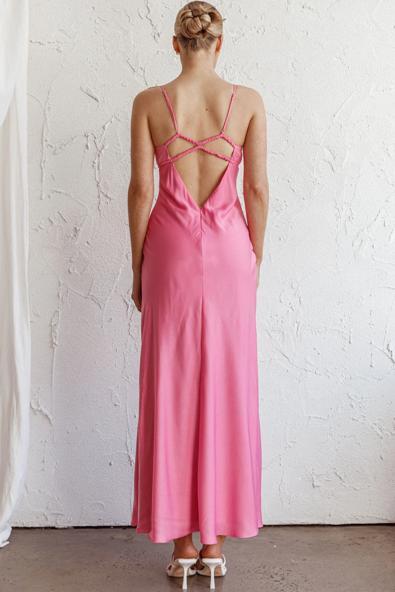 From Above V-Back Midi Dress Hot Pink - Image 2