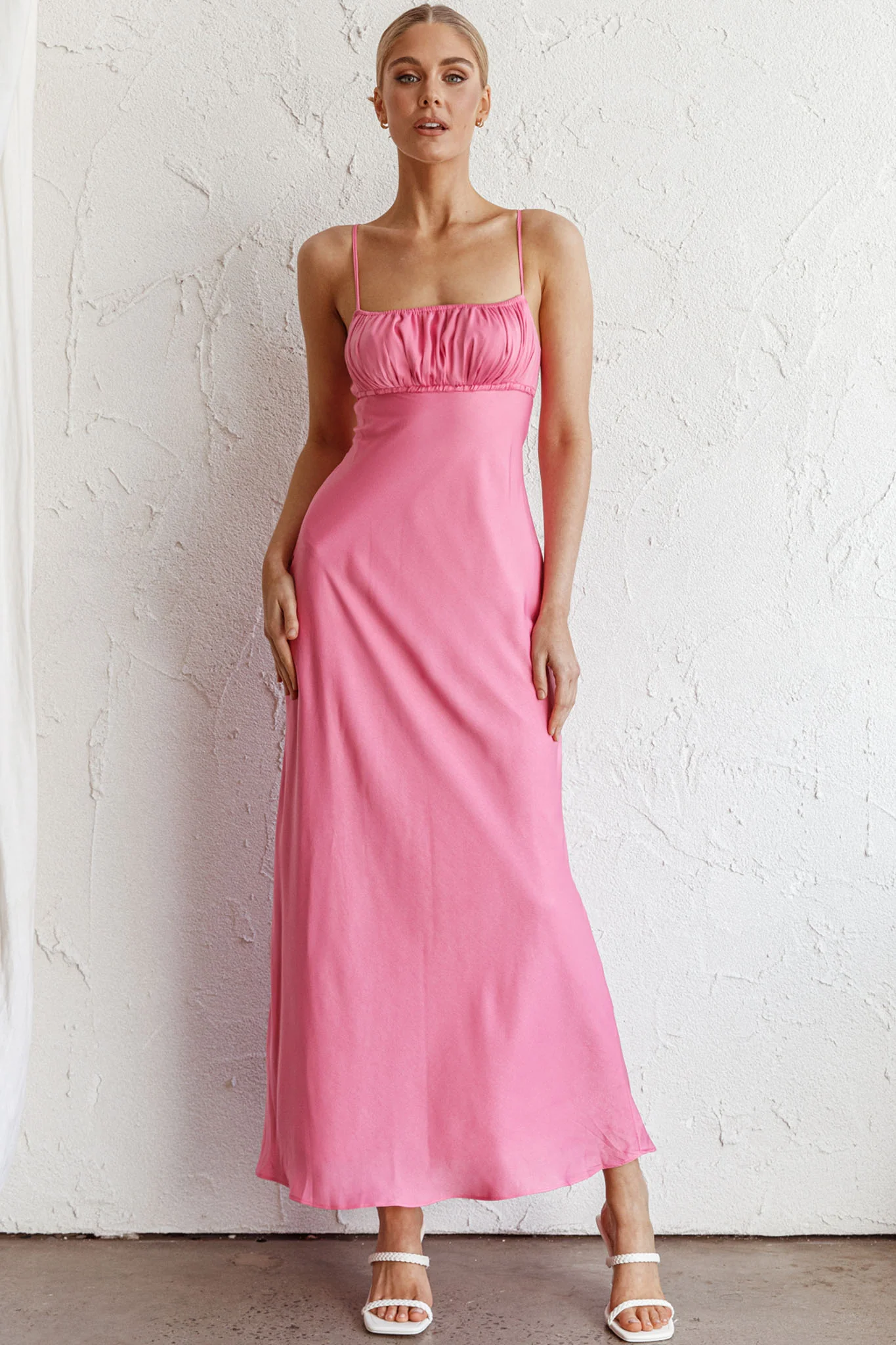 From Above V-Back Midi Dress Hot Pink - Image 3