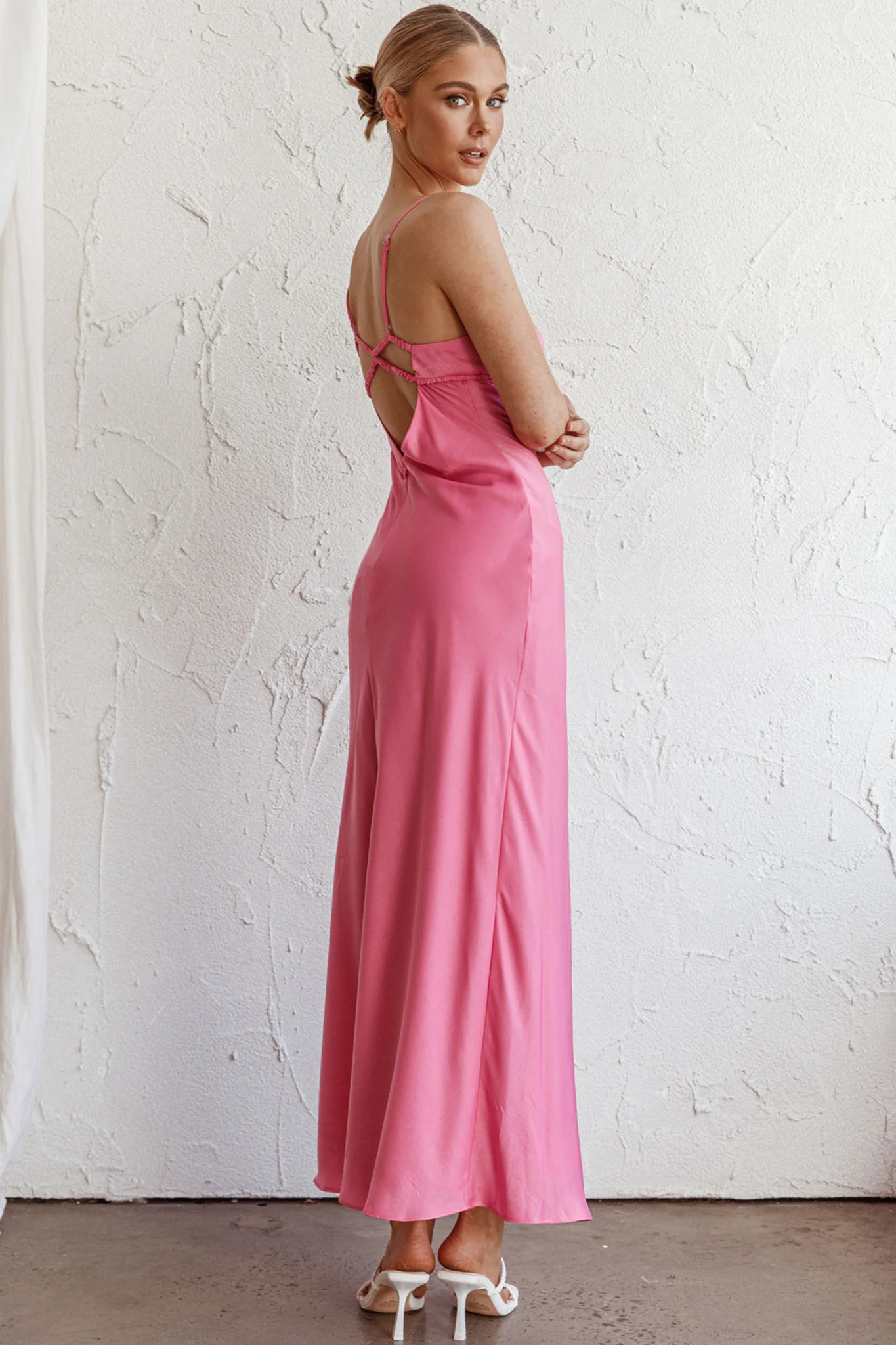 From Above V-Back Midi Dress Hot Pink - Image 7