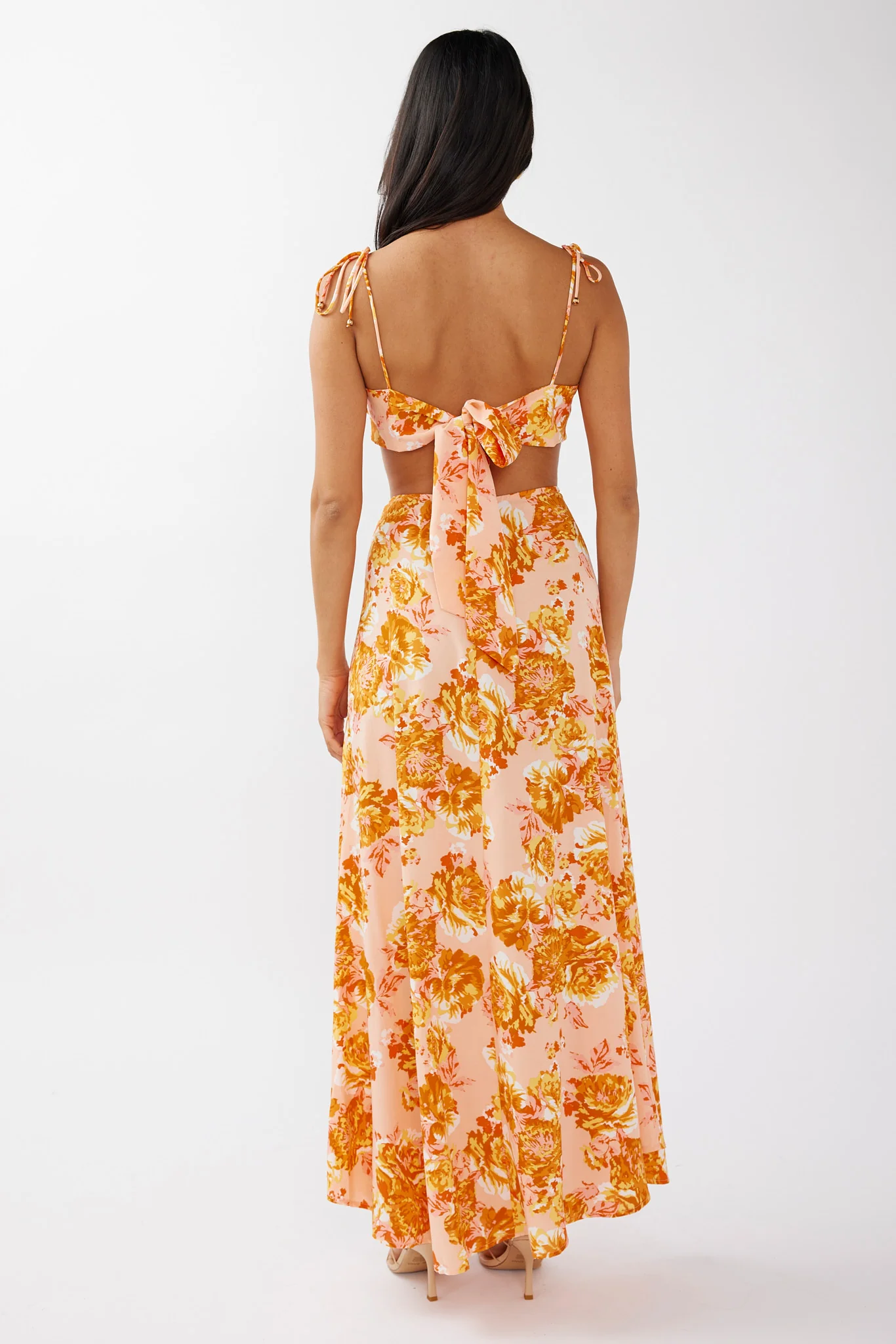Gabbi Maxi Skirt Floral Print Orange - Image 2
