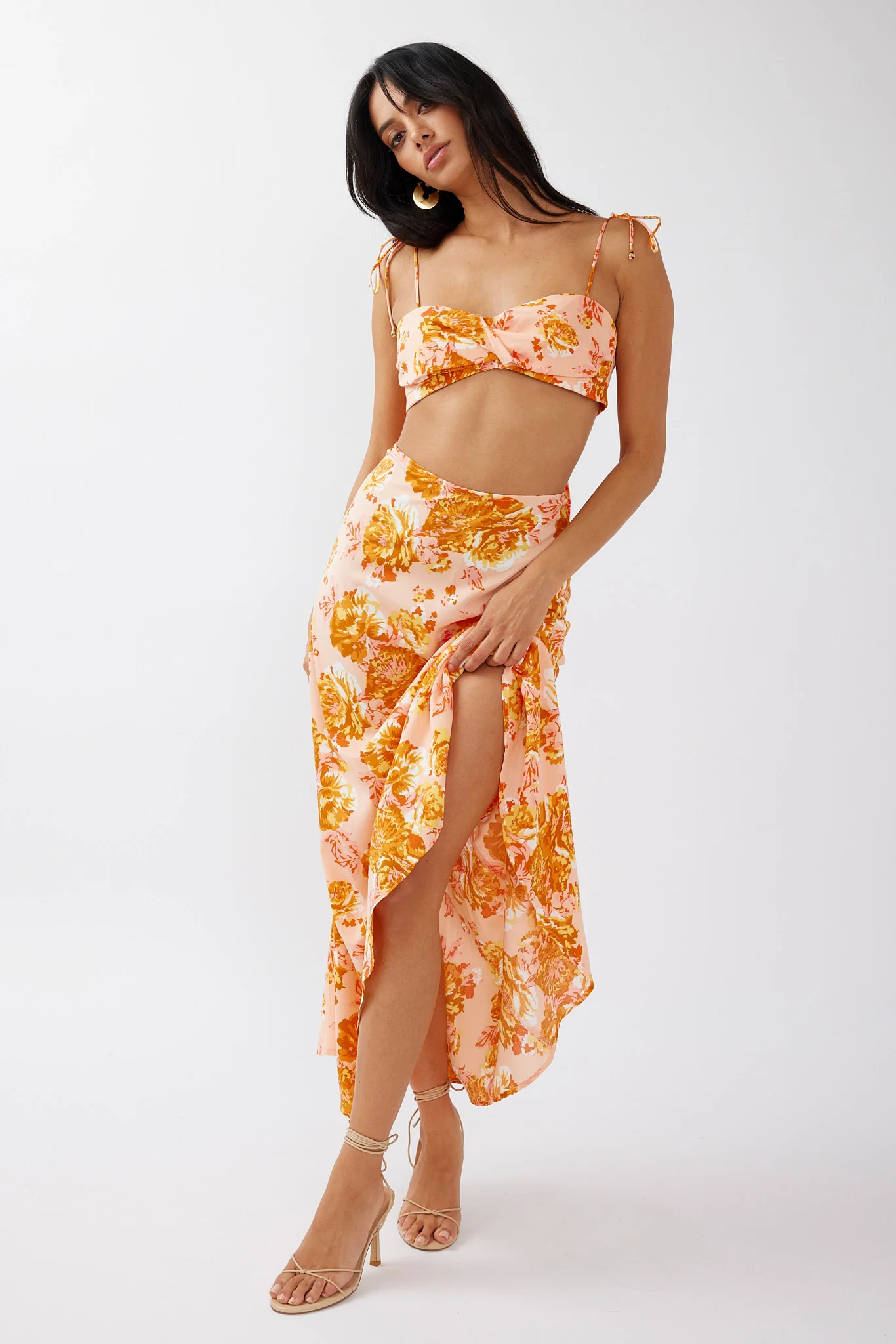 Gabbi Maxi Skirt Floral Print Orange - Image 5