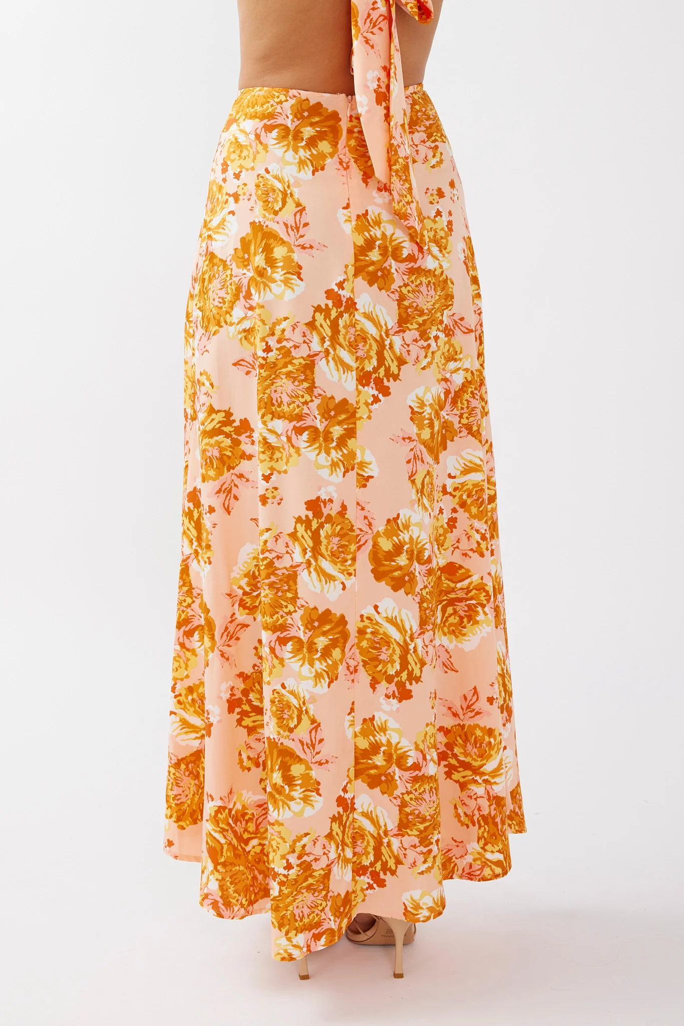 Gabbi Maxi Skirt Floral Print Orange - Image 6