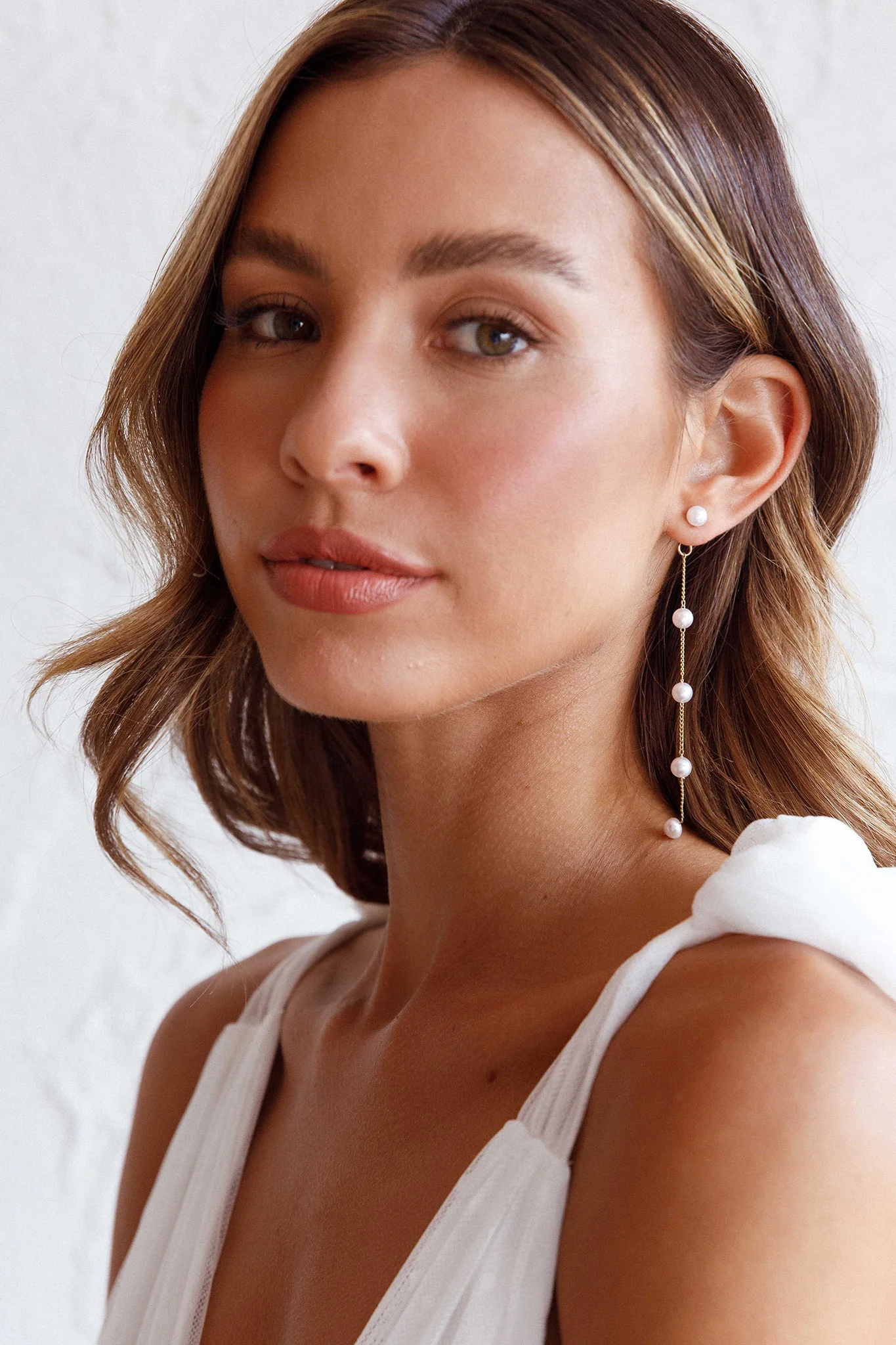 Gaia Pearl Drop Earrings Gold - Image 4