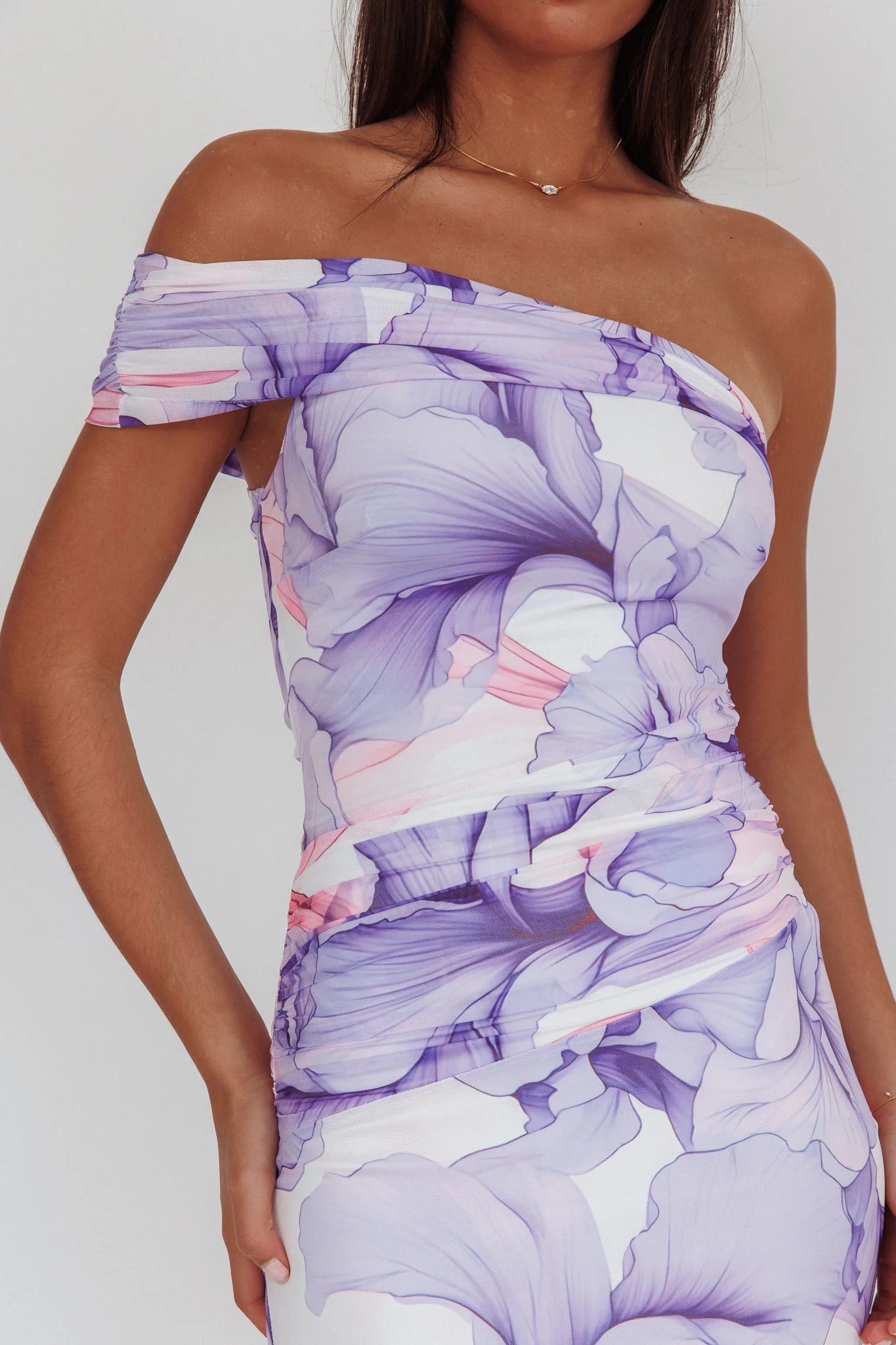 Gala One-Shoulder Maxi Dress Orchid Lilac - Image 3