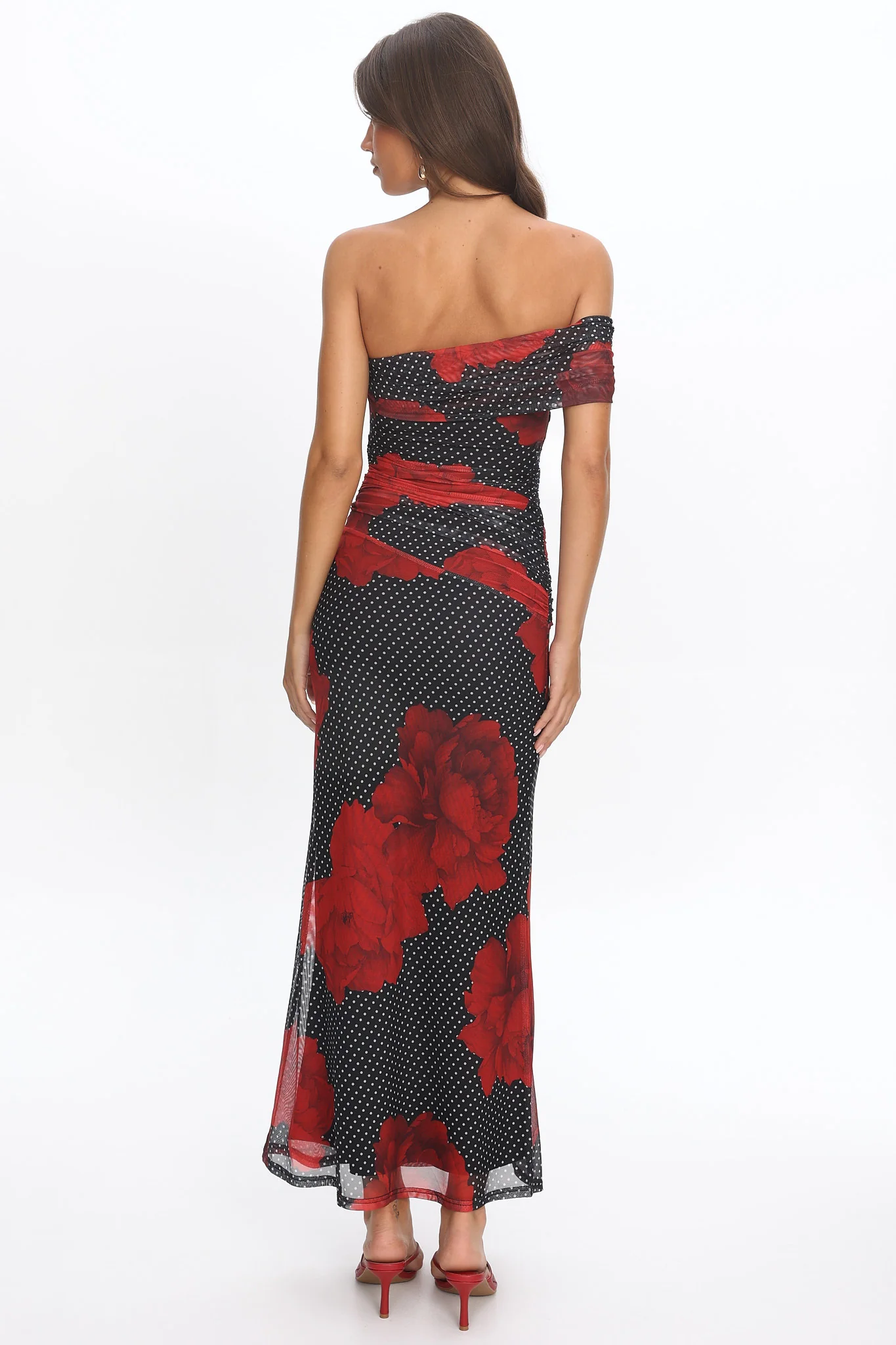 Gala One-Shoulder Maxi Dress Rose Black - Image 3