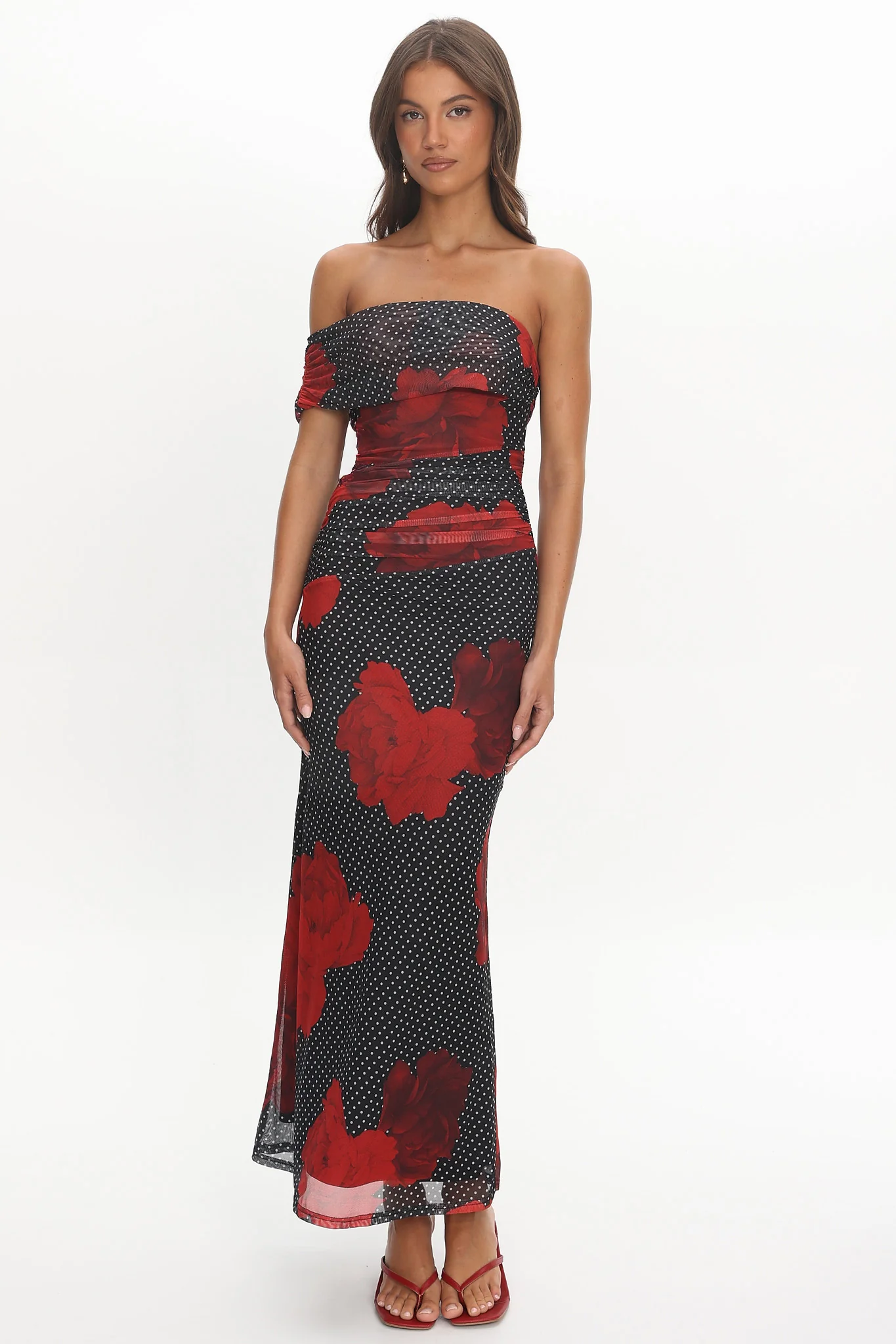 Gala One-Shoulder Maxi Dress Rose Black - Image 5