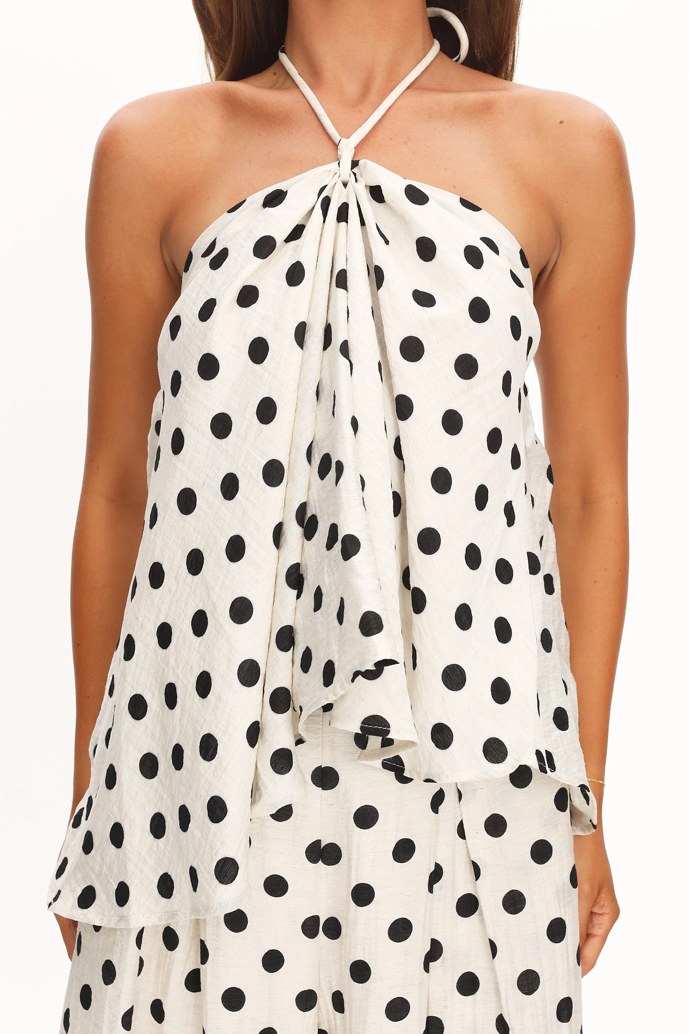Galentines Halterneck Top Polka Dot Ivory - Image 3