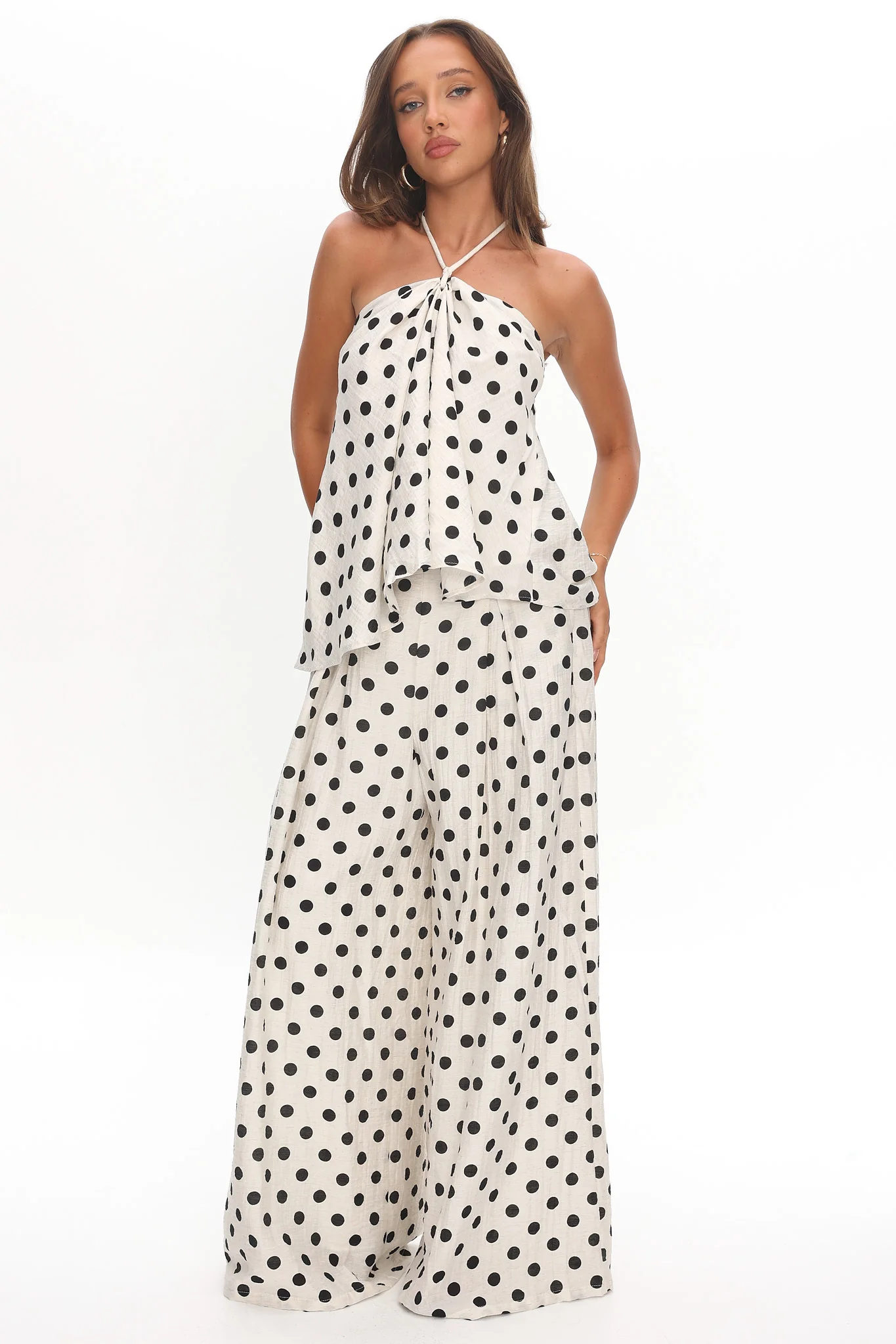 Galentines Halterneck Top Polka Dot Ivory - Image 4