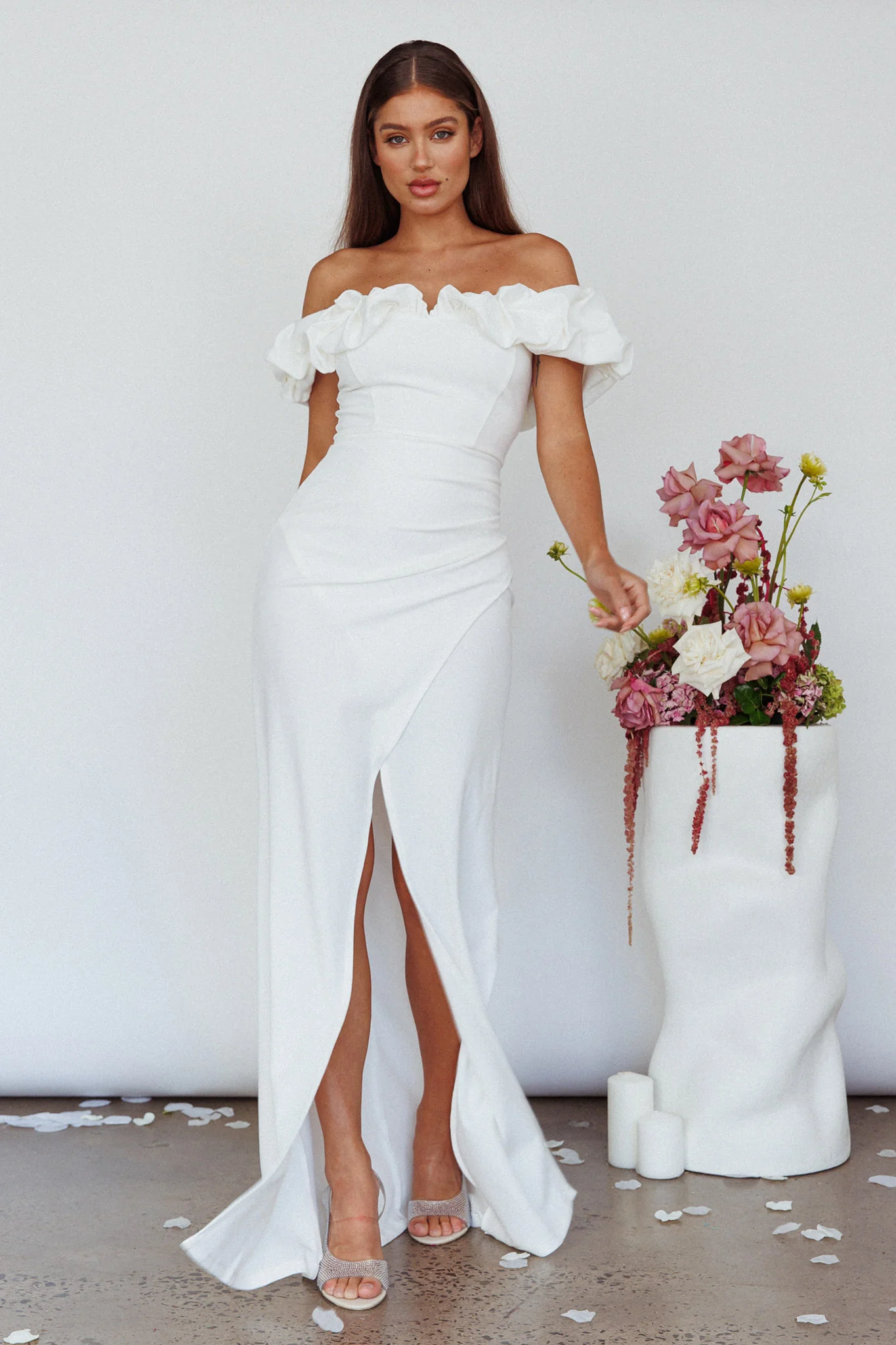Gardena Off-Shoulder Maxi Dress Ivory - Image 3