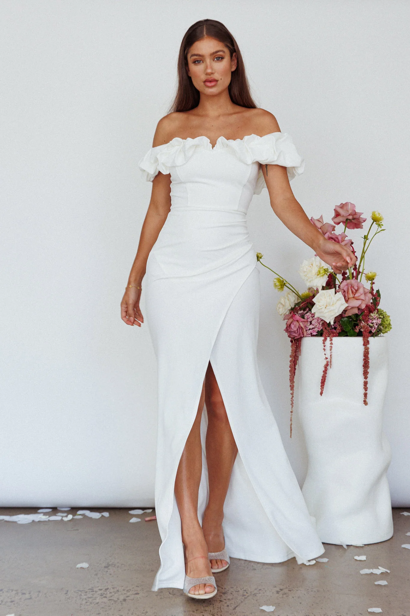 Gardena Off-Shoulder Maxi Dress Ivory - Image 5