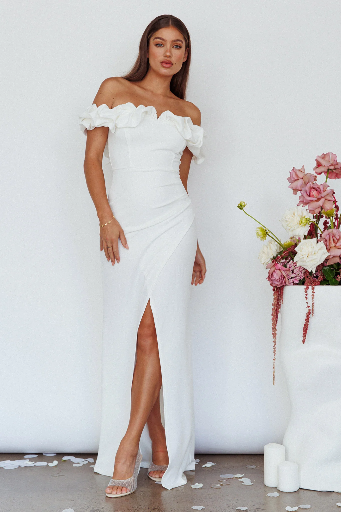 Gardena Off-Shoulder Maxi Dress Ivory - Image 6