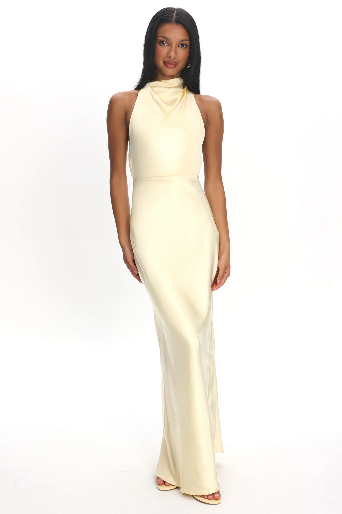Gelato Pearl Strap Halter Maxi Dress Butter - Image 5